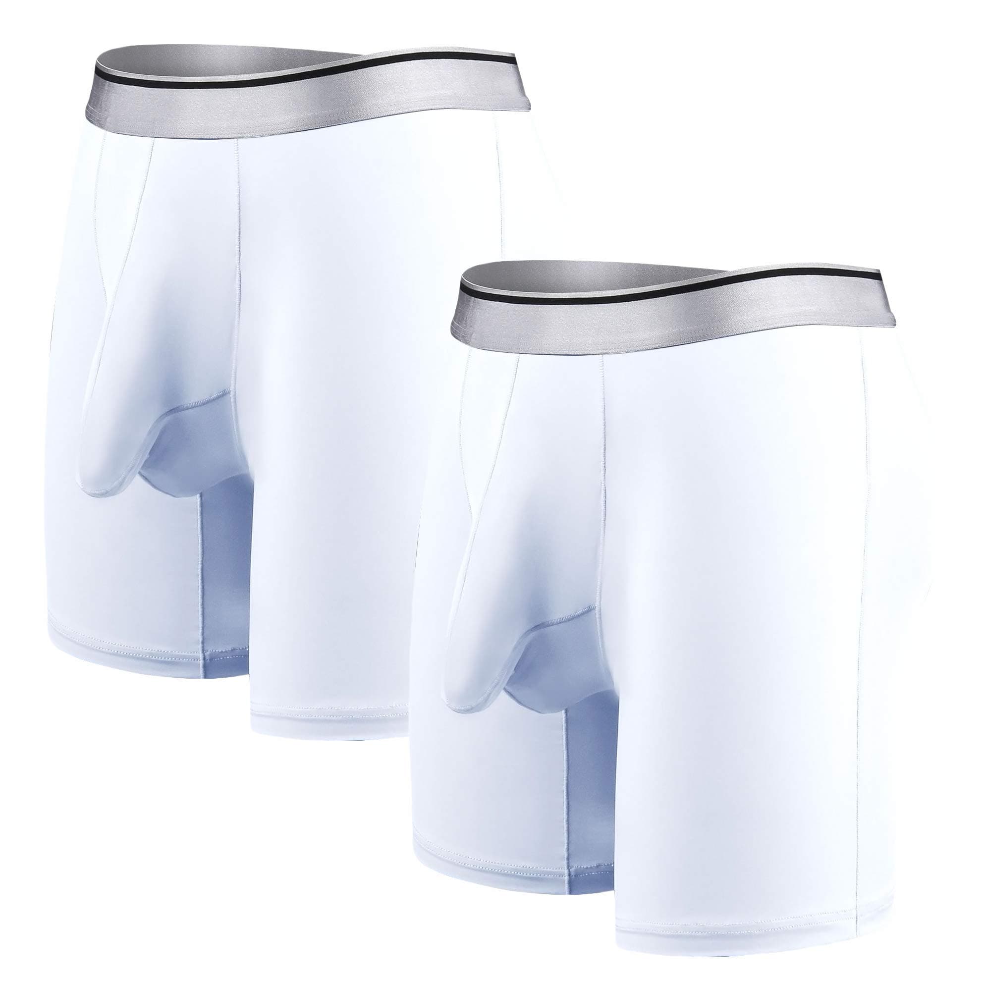 Men's Underwear Silky Smooth Boxer Briefs Long Leg Quick Dry Boxer Briefs with Separate Pouch