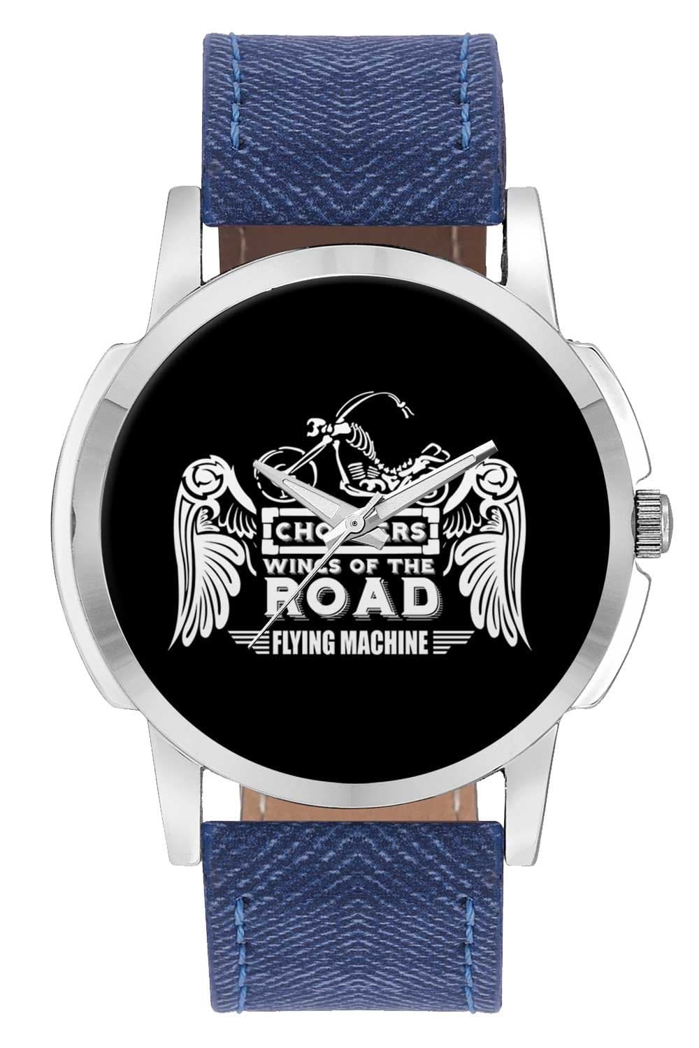 BIGOWLWrist Watch for Men - Flying Machine | Motorcycle Ride - Analog Men's and Boy's Unique Quartz Leather Band Round Designer dial Watch