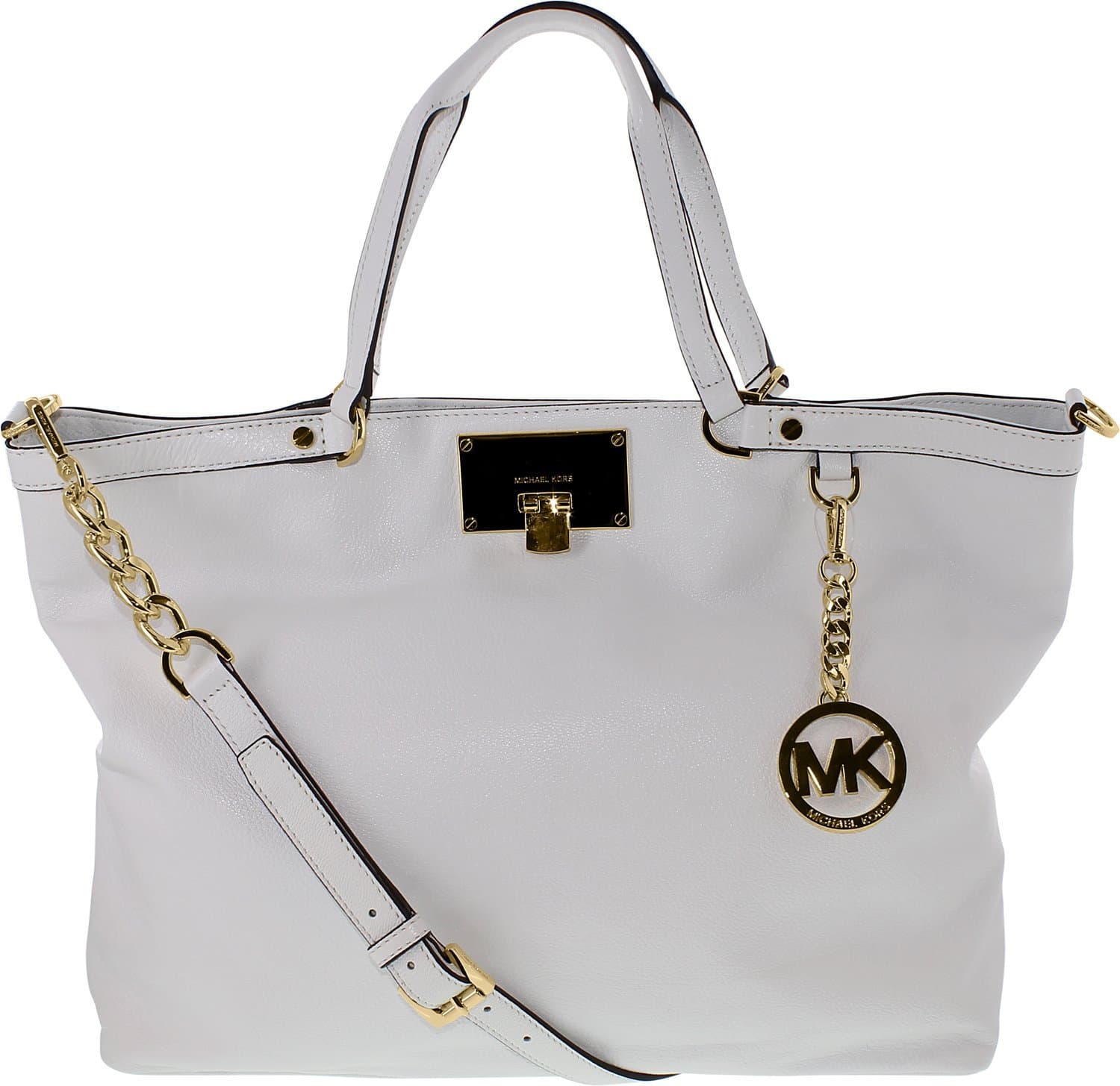Michael Kors Women's Channing Large Shoulder Leather Top-Handle Tote - Optic White