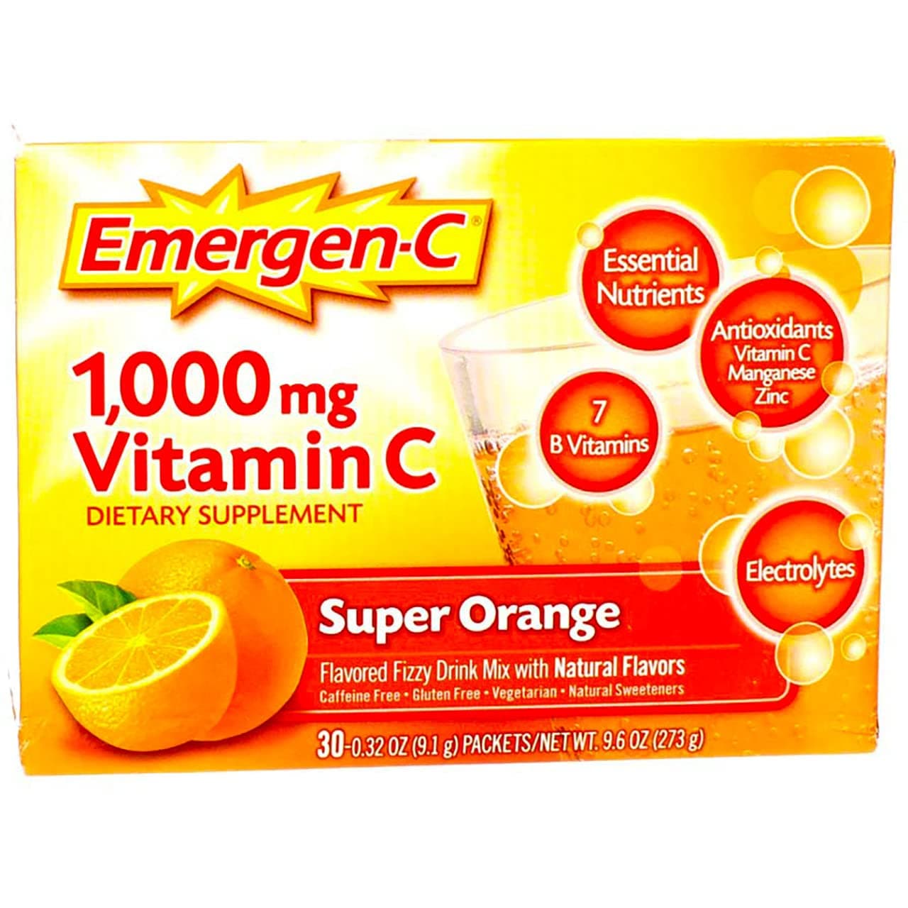 Alacer Emergen-c 1000 Mg Vitamin C - Super Orange - 30 Packet