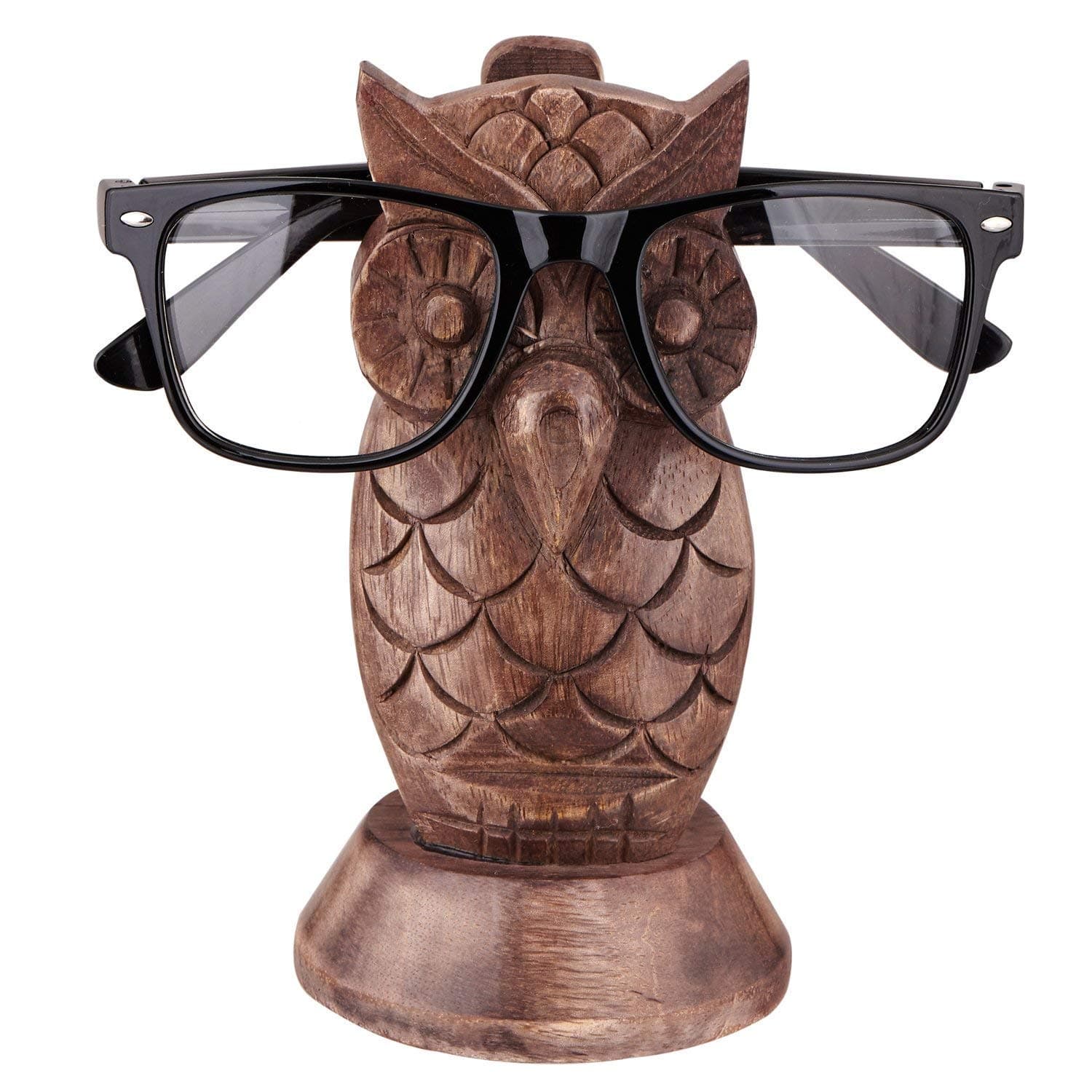 UniqueKrafts(ZYNTIX) Wooden Handmade Owl Shape Specs Holder, Standard , Brown