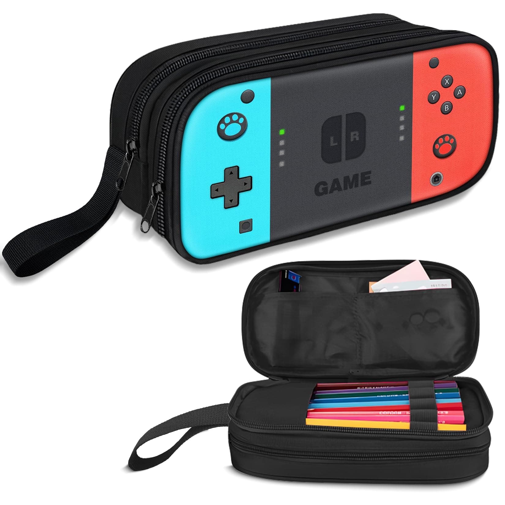 Large Pencil Case for Boys - Boys Pencil Pouch with Zipper Compartments - Big Capacity Pen Box Gamer Pen Bag Organizer for Kids Teens School