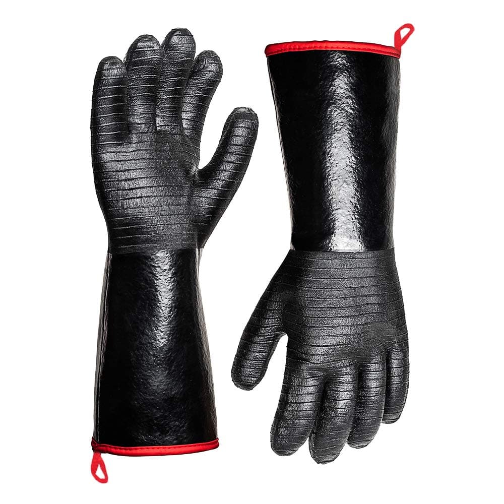 932°F Extreme Heat Resistant Gloves for Grill BBQ,Aillary Waterproof Long Sleeve Pit Grill Gloves for Fryer, Baking, Oven,Smoker,Fireproof, Oil Resistant Neoprene Coating(14-Inch )