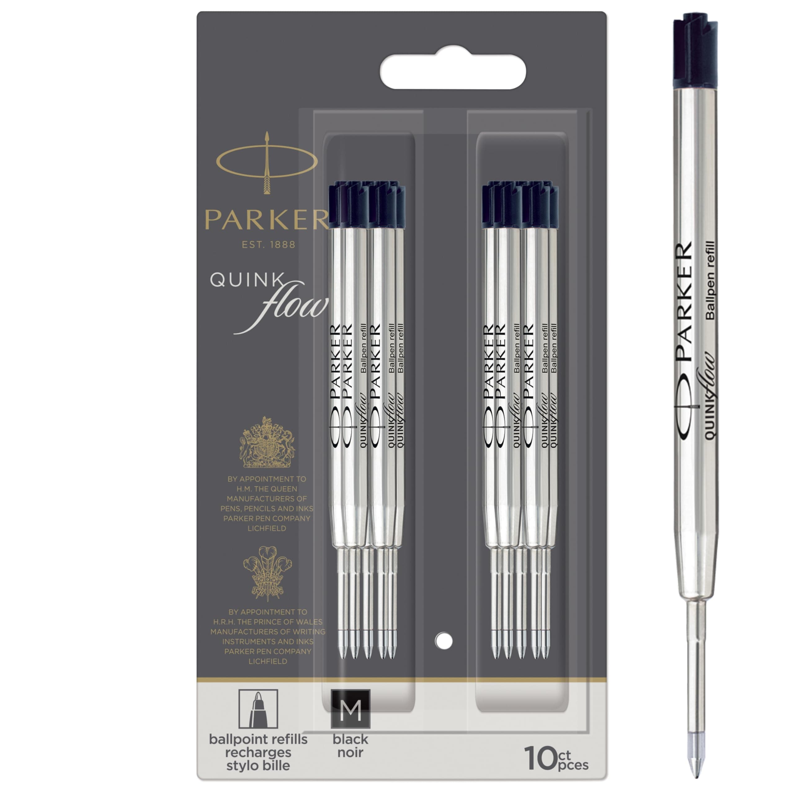 - Parker QUINKflow Authentic Black Ink Refills, Medium Point, For Ballpoint Pens, 10 Count - Desk, Office Supplies, Everyday Writing