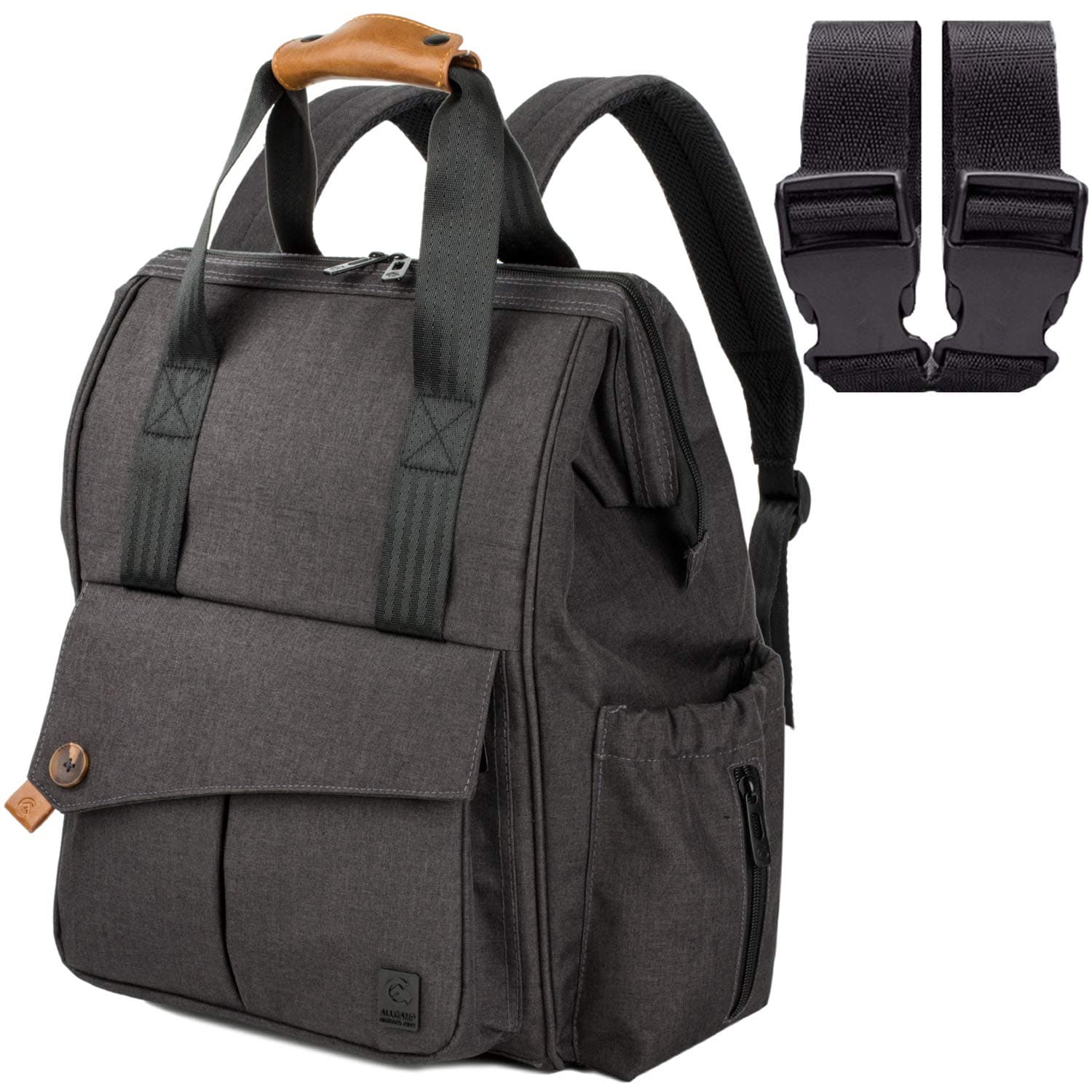 ALLCAMP Baby Changing Bag Backpack Nappy Backpack Bag Nappy Changing Backpack Diaper Bags with Changing Mat for Mom & Dad Support Baby Stroller Black