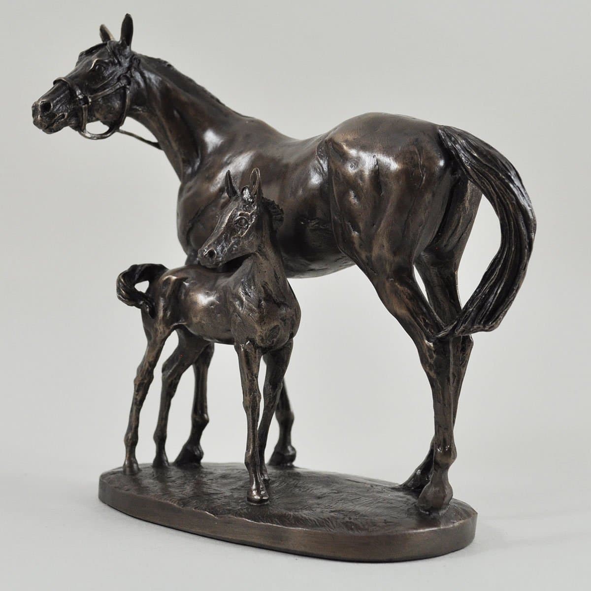 Mare And Foal Bronze Statue By D. Geenty