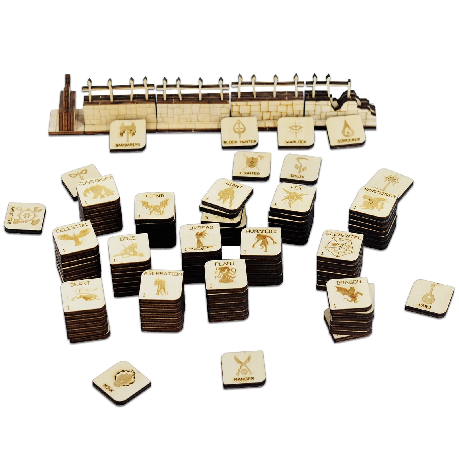 CZYY D&D Tabletop Game Tokens Fantasy RPG Hero and Monster Token Set of 112 Pieces Perfect for Dungeons & Dragons and Pathfinder (Wooden)