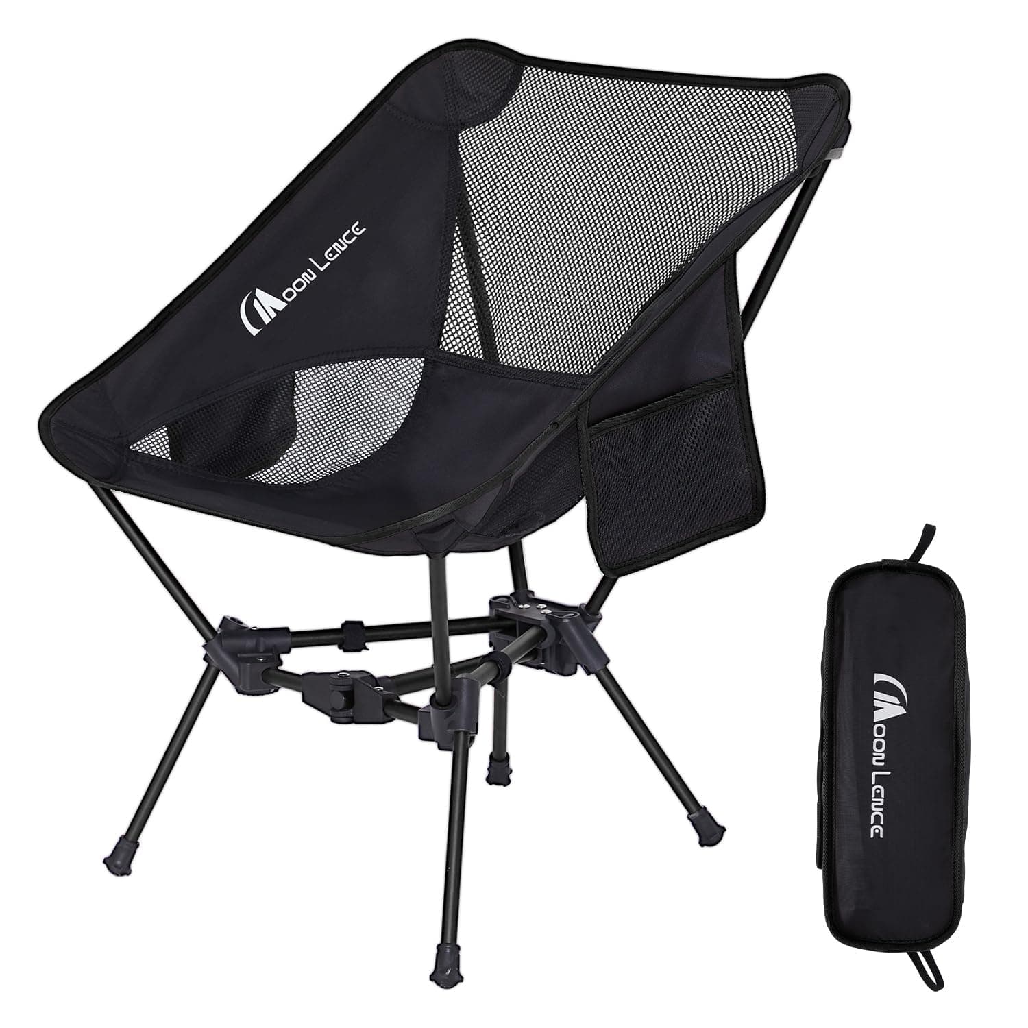 MOON LENCE Portable Camping Chair Backpacking Chair - The 4th Generation Ultralight Folding Chair - Compact, Lightweight Foldable Chairs for Hiking Mountaineering, Beach (Black-1Pack)