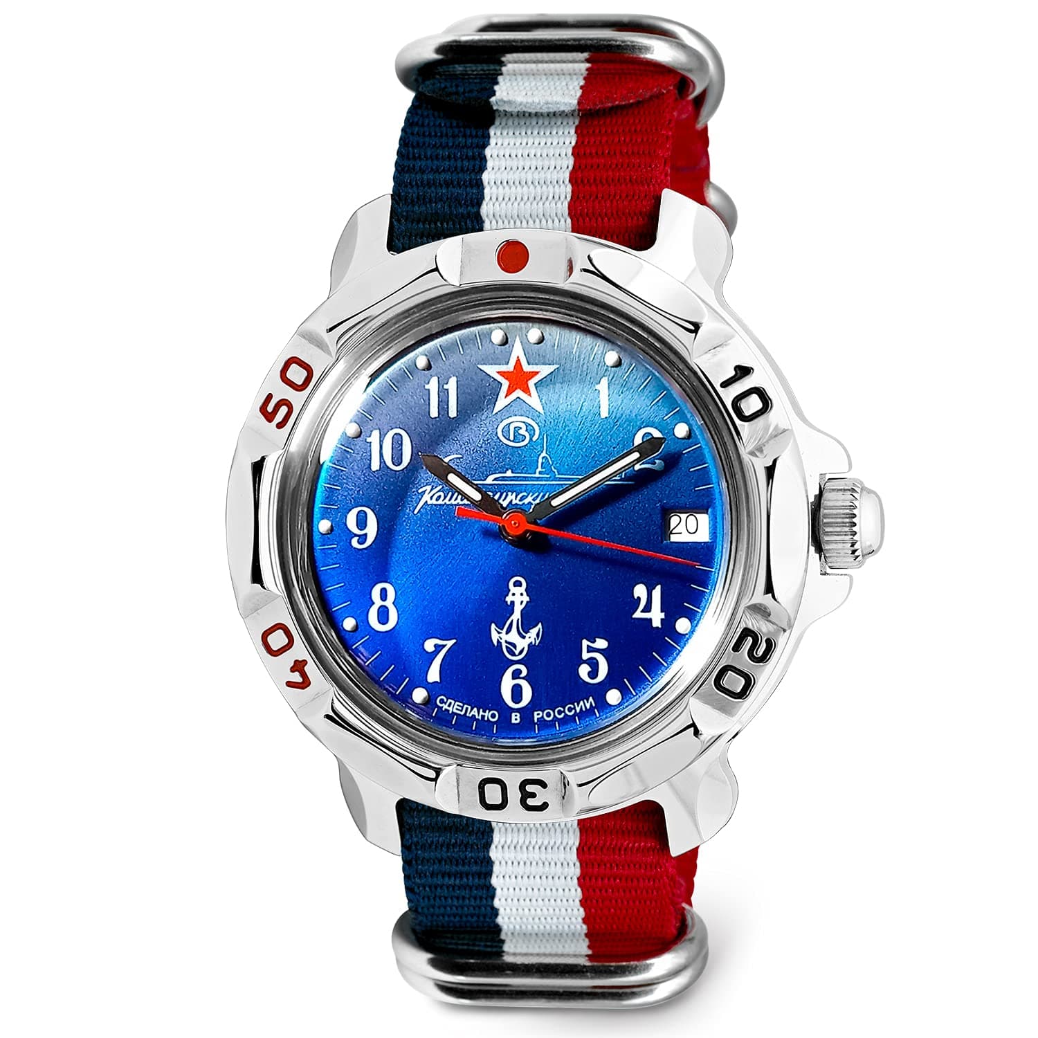 Vostok Komandirskie Classic Mens Mechanical Hand-Winding Military Wrist Watch #289, 811289 tricolor, Mechanical