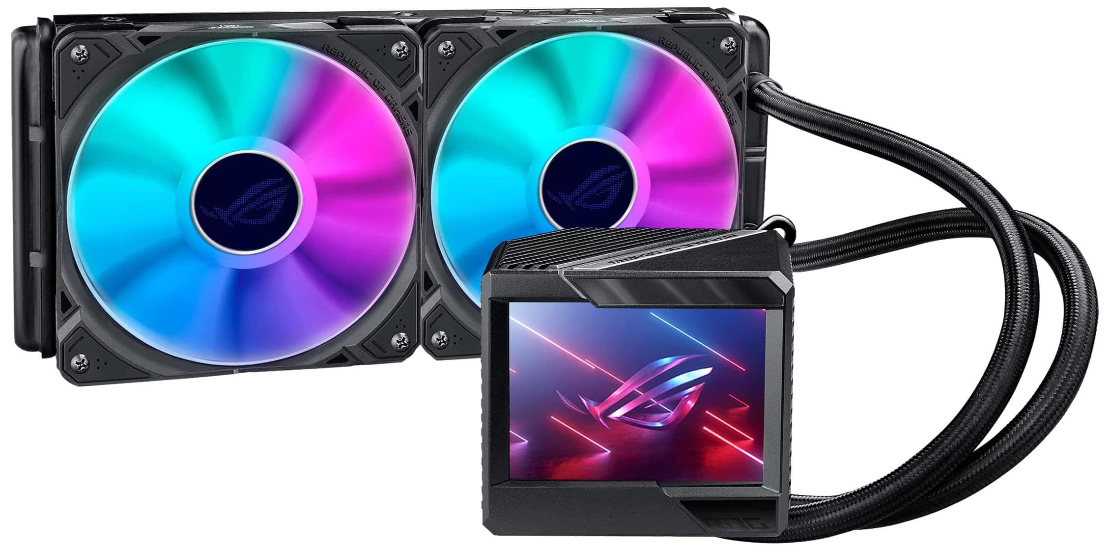 ROG Ryujin II 240 ARGB All-in-one Liquid CPU Cooler 240mm Radiator (3.5" Color LCD, Embedded Pump Fan, 2X ROG 120mmARGB Radiator Fans,Compatible with Intel LGA1700,1200 and AM5, AM4 Socket),BLACK