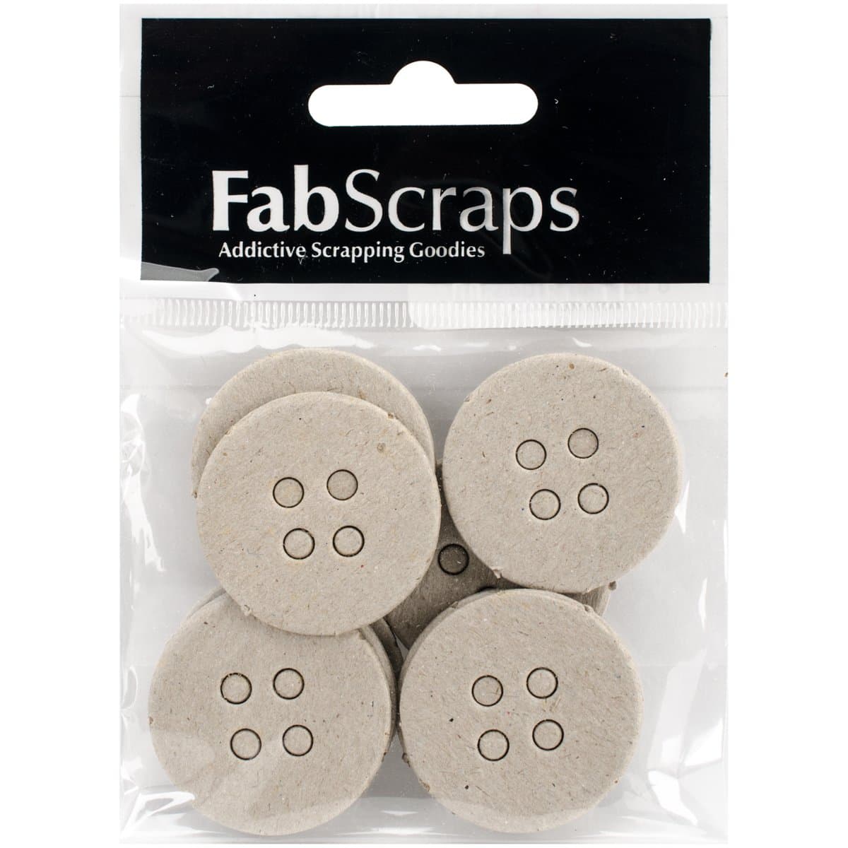 Fabscraps Die-Cut Gray Chipboard Embellishments Circular Buttons x 1.25-inch 1, Acrylic, Multicolour, 6.85x11.43x0.53 cm