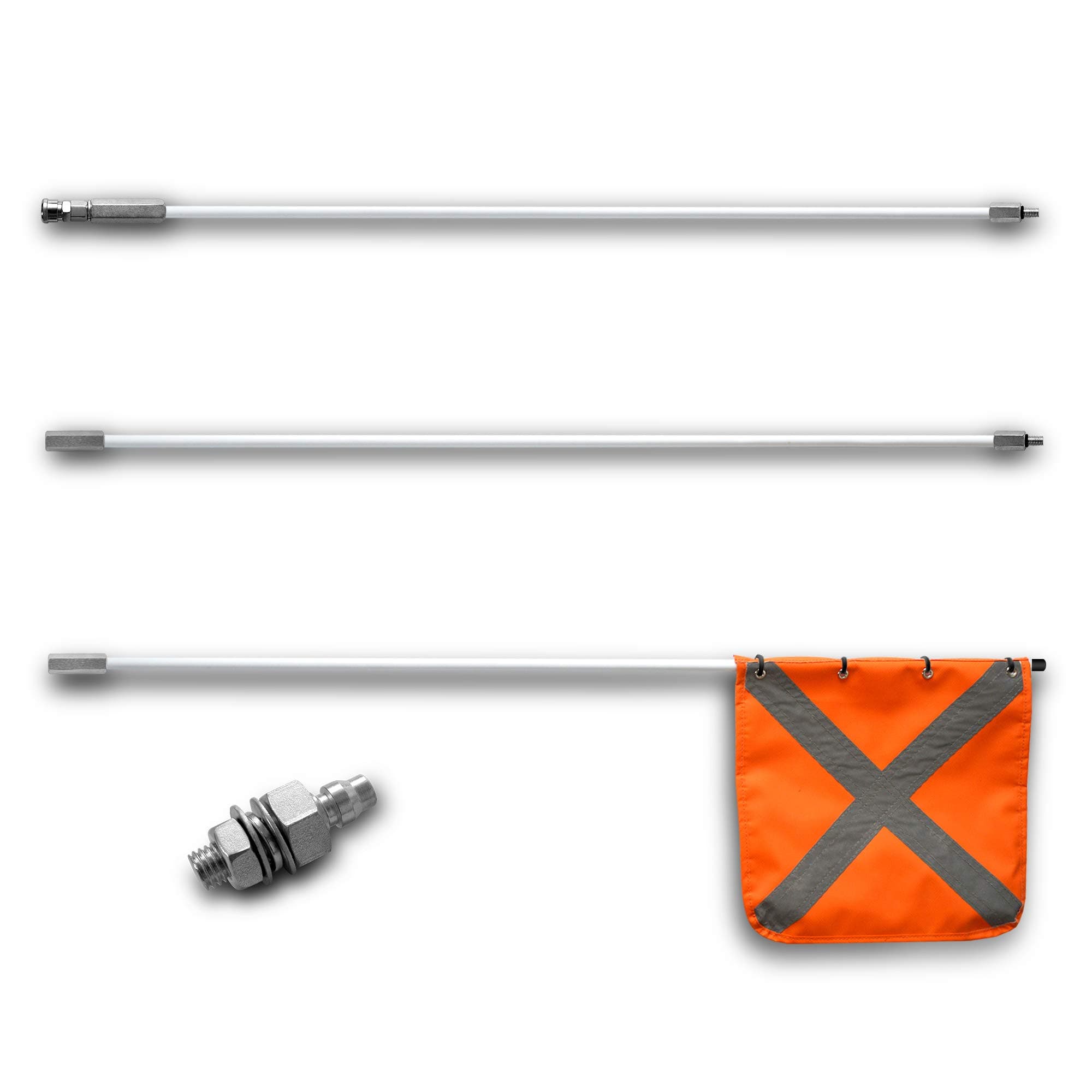 Safety Flag with Quicker Connector Base & 11.8" x11.8" Heavy Duty PVC Reflective Flag, Suit for ATV, UTV, Offroad, Jeep & Truck. Can be Used as 3.3',6.6‘ or 10’.