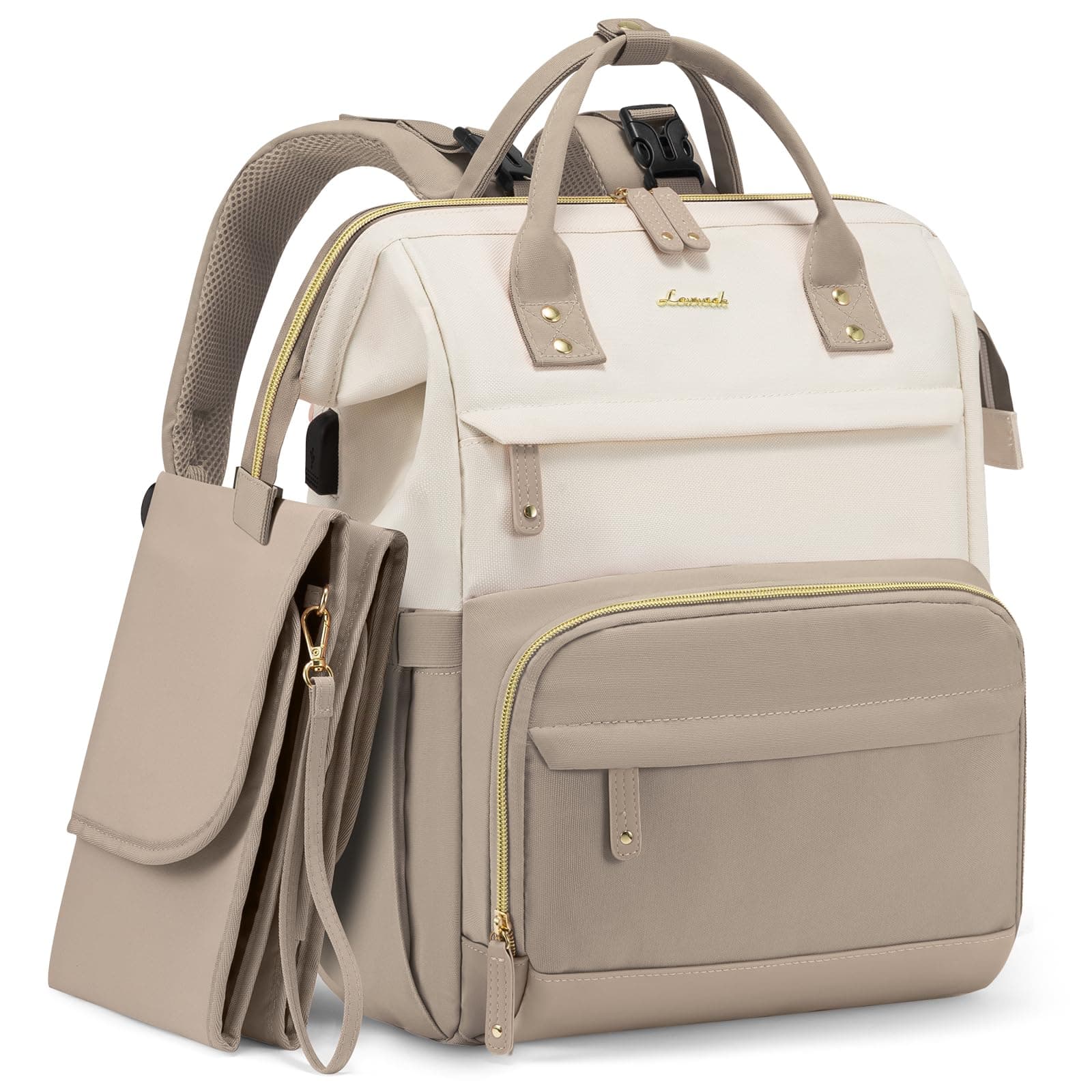 Diaper Bag Backpack, Baby Bag with Changing Station, Large Diaper Backpack for Moms Dads, Waterproof Leather Accents Baby Boy and Girl Bag for Travel Baby Essentials