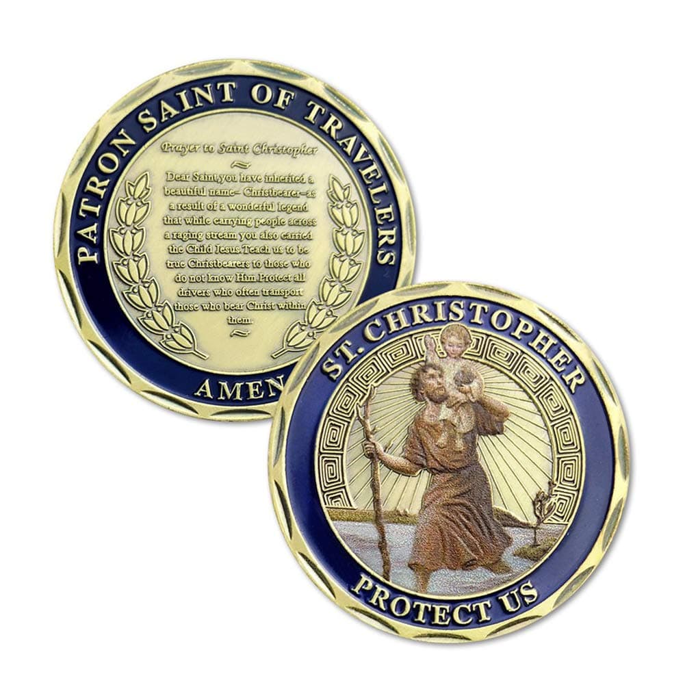 Patron Saint of Travelers Prayer Collector's Medallion St Christopher Challenge Coin