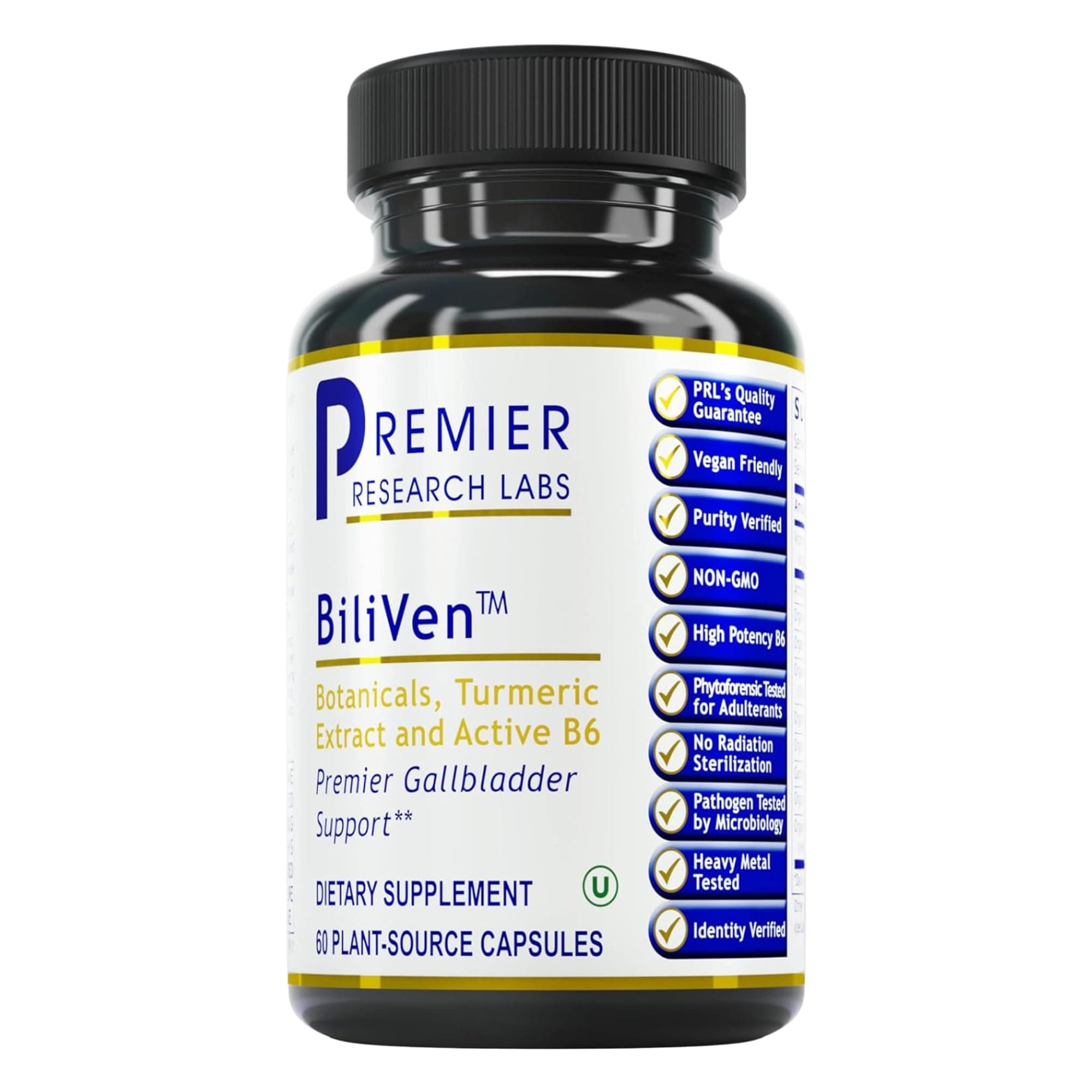 Premier Research Labs BiliVen -Gallbladder & Liver Cleanse Supplement, Gallbladder Support Pills with Artichoke Extract, Milk Thistle, Vitamin B6, Beet Root, Turmeric, Curcumin- 60 Vegetarian Capsules