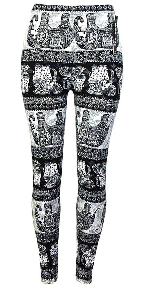 Moda Age Women’s Ulthed Best Patterned Printed Leggings - Regular & Plus Sizes (Regular (Size 0-14), Elephant Galore)