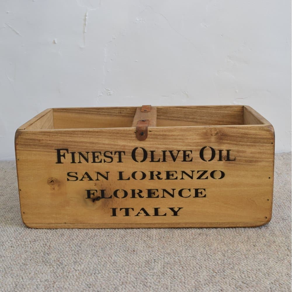 Orchard Lane Interiors Finest Olive Oil Trading Crate Vintage Style Wooden Storage Box by