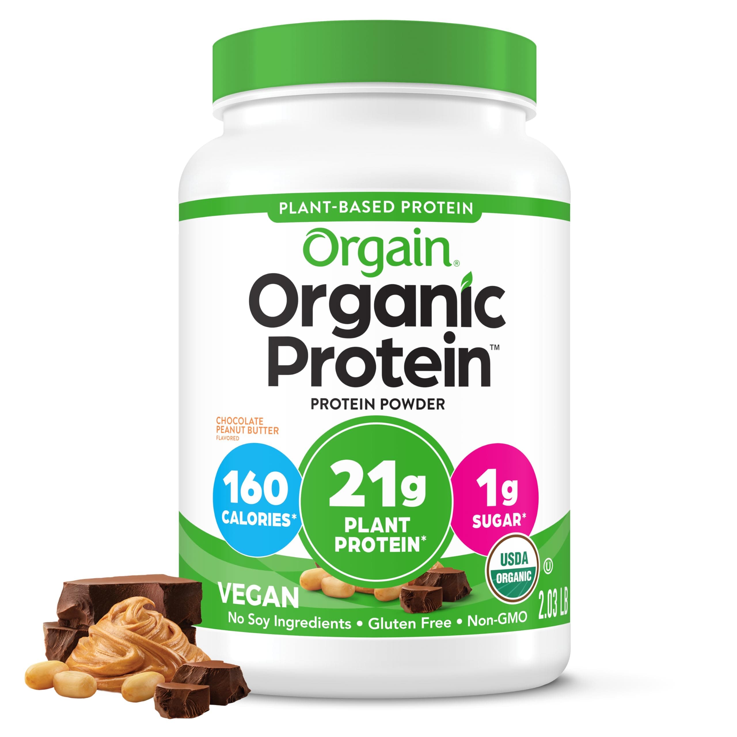 Orgain - Organic Protein Plant-Based Powder Chocolate Peanut Butter 2.03 Lbs.