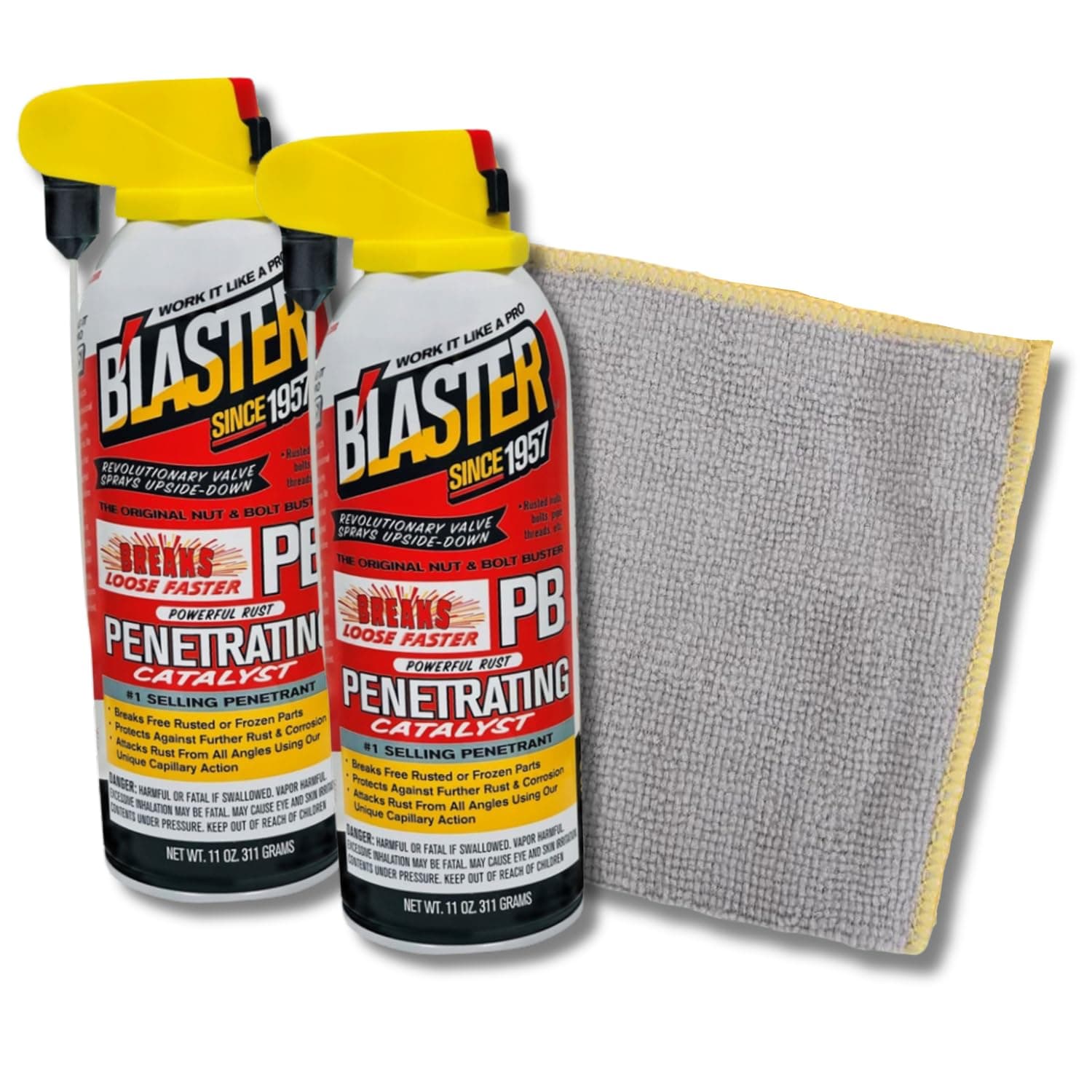 GROVE2 Pb Blaster + Microfiber Cloth - Penetrating Oil - Pb Blaster Penetrating Oil Spray - Blaster Garage Door Lubricant | Penetrating Oil for Rusted Bolts Free All Penetrating Oil Spray - 11oz