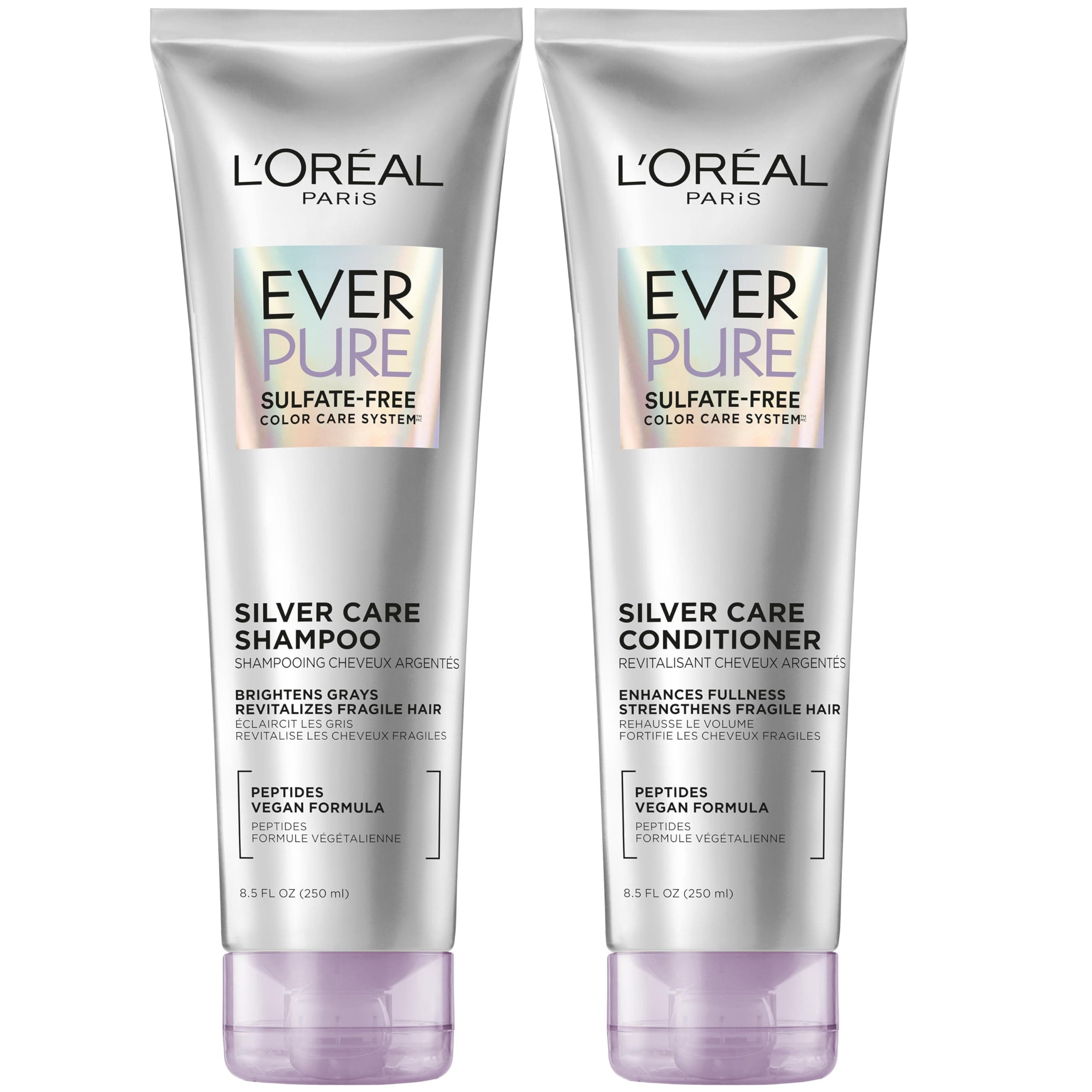 EverPure Silver Care Sulfate Free Shampoo and Conditioner Set, Nourishing Vegan Formula with Peptides for Brightening Gray Hair, 1 Kit