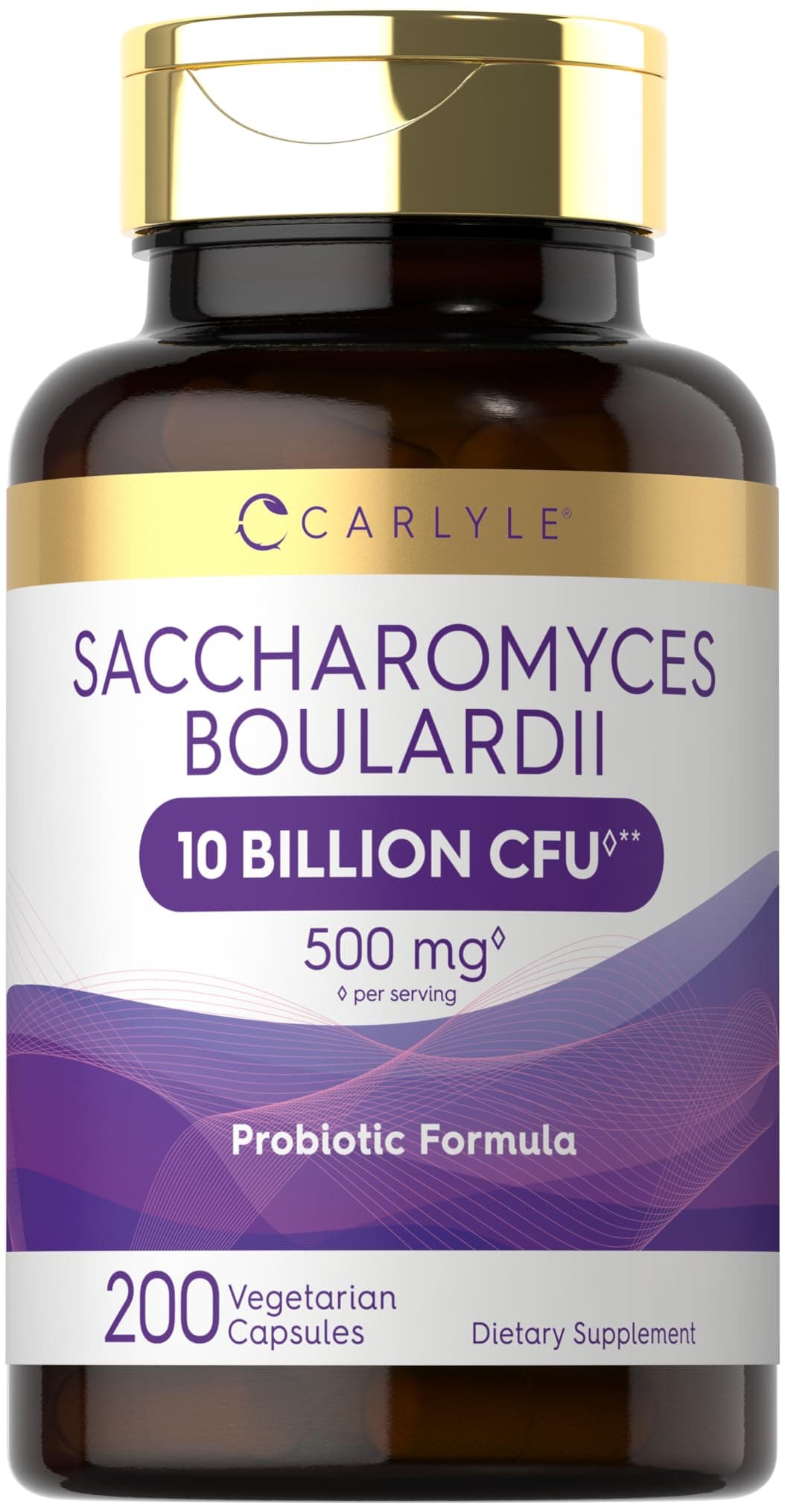 Carlyle Saccharomyces Boulardii Probiotics & Prebiotics | 10 Billion CFUs | 200 Capsules | Value Size | Non-GMO, Gluten Free Supplement