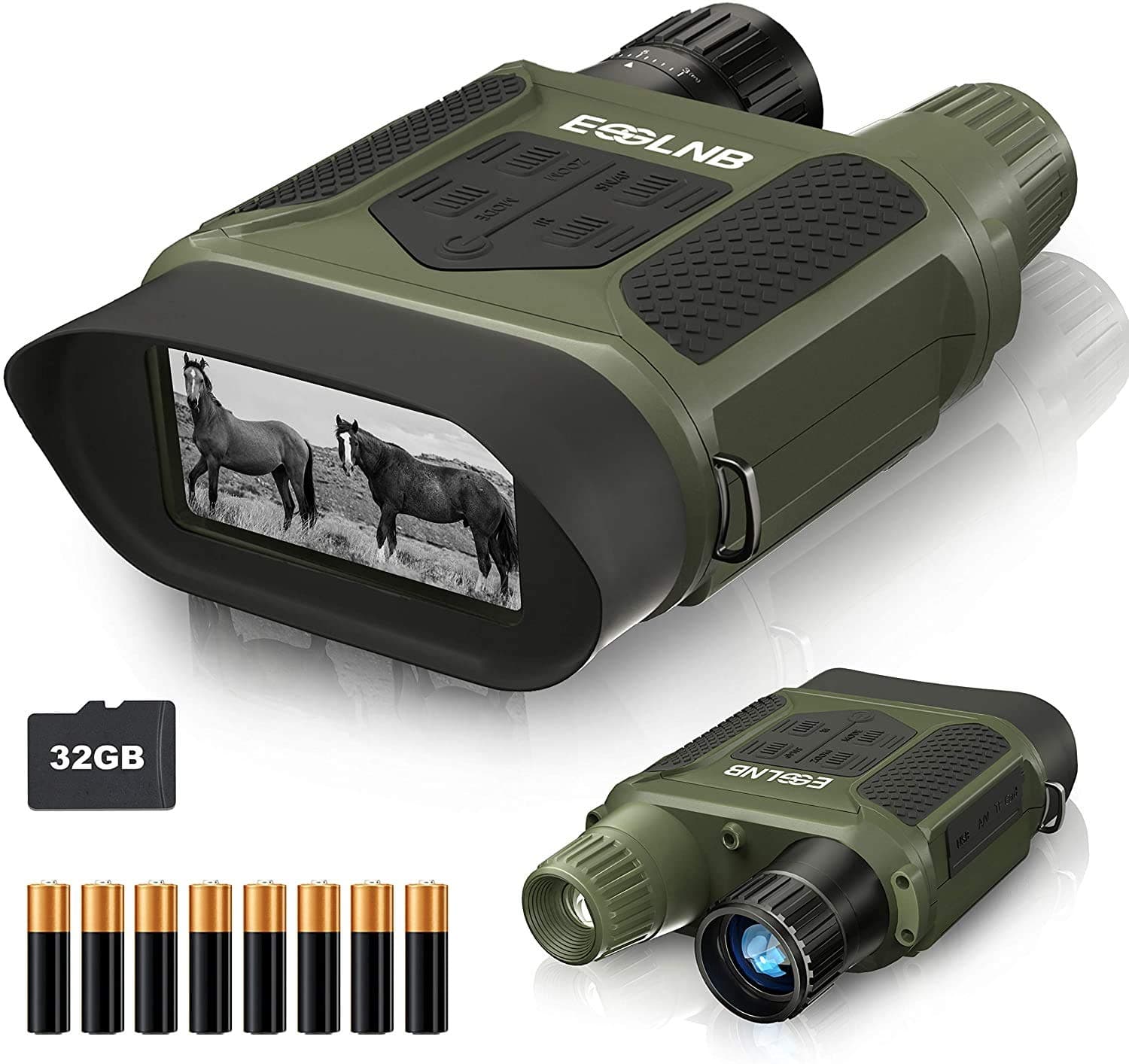 ESSLNB Night Vision Binoculars 7x31 Digital Infrared Hunting Binocular Scope 1300ft in Full Darkness 4" LCD Screen with 32G TG Card Photo Camera Video Recorder Playback Function