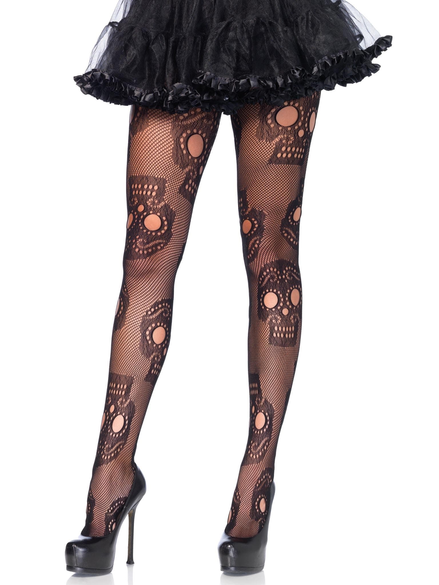 Leg Avenue womens Micro Net Skull Fishnet Tights