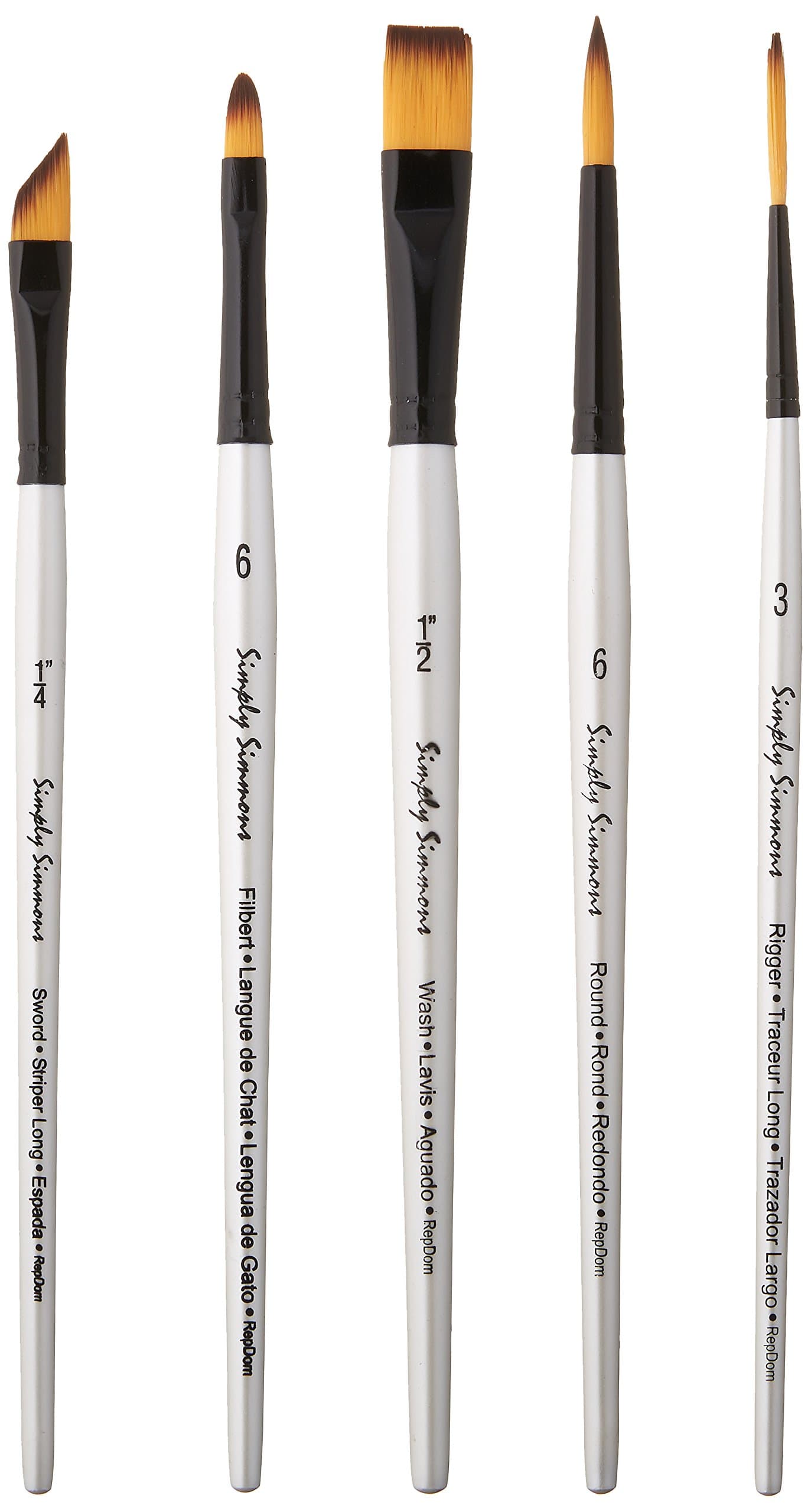 Daler-Rowney Simply Simmons Pure Spring Watercolor Brush Set, 5 Piece, 1 Count