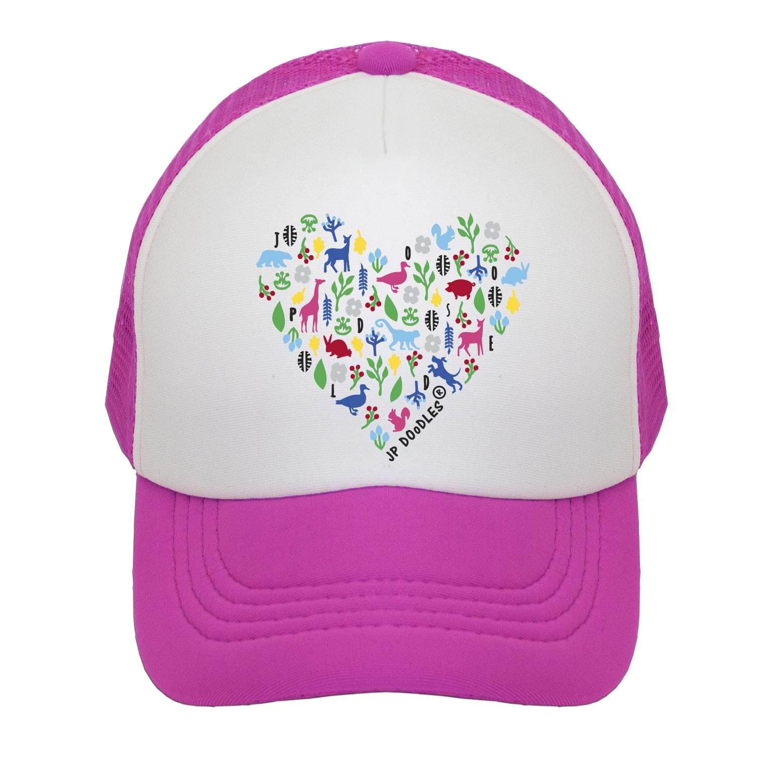JP DOoDLESHeart Hat Kids Trucker Hat. Baseball Mesh Back Cap fits Baby, Toddler and Youth