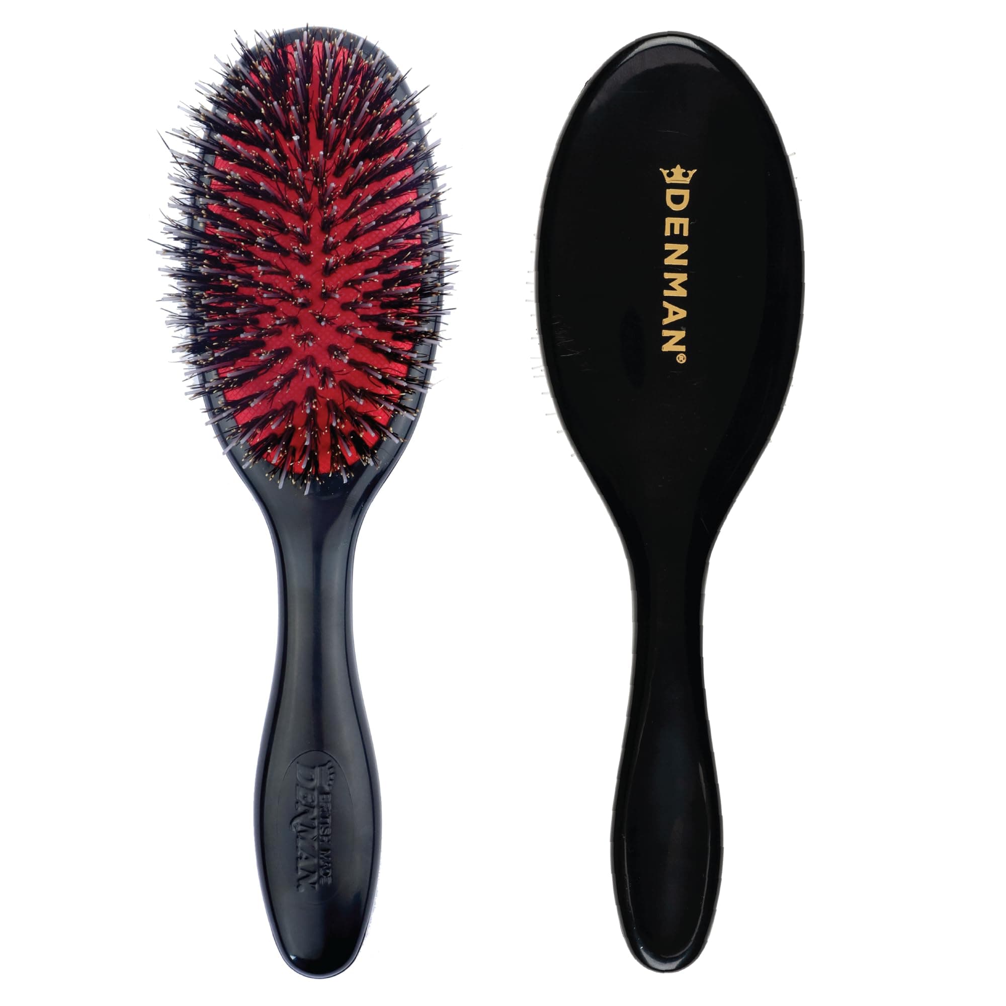 Style & Shine Smoother Hairbrush with Soft Nylon Quill Boar Bristles - For Smoothing, Detangling, Straightening Hair – D81S Small Black