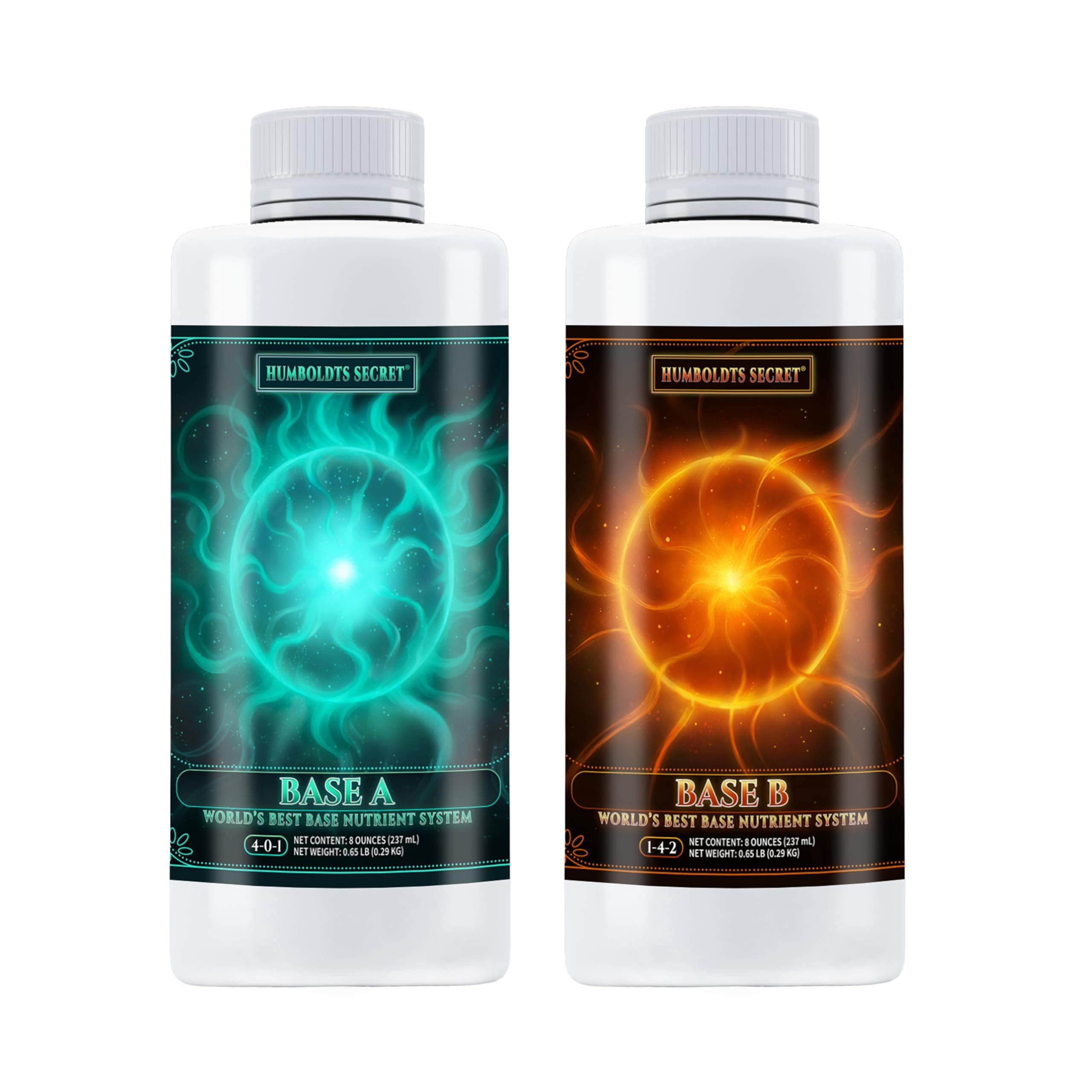 Humboldts Secret Base A & B Liquid Hydroponic Fertilizer | Complete Hydroponic Nutrients for Indoor and Outdoor Plants | Supports Healthy Vegetative Growth and Flowering Stage | 8 Ounce Set