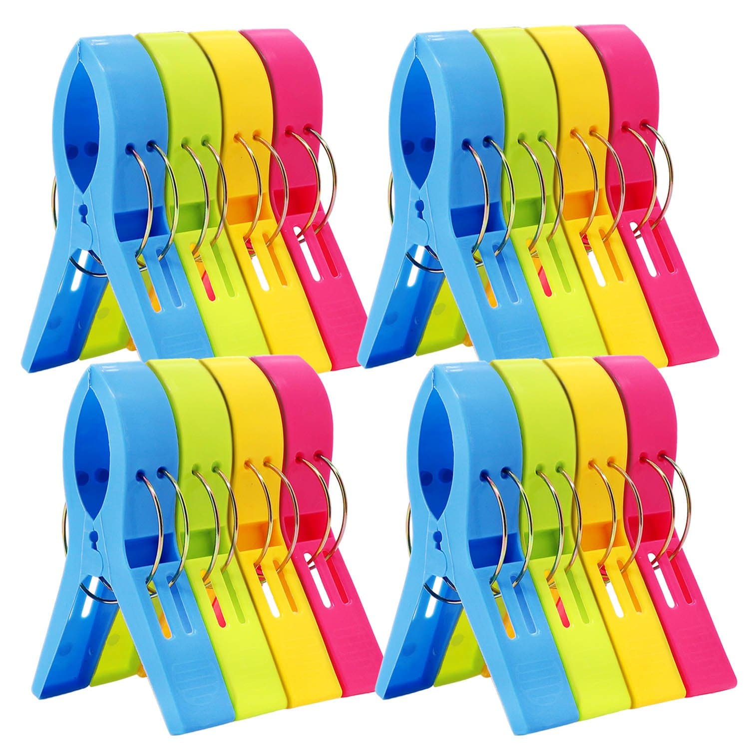 Beach Chair Towel Clips-Cruise Essentials, Pool Chair Clips Large Hanging Clip Clamps Beach Towel Holder Clothes Pegs to Keep Your Towel from Blowing Away, Vacation Beach Must Have (16 Pack)