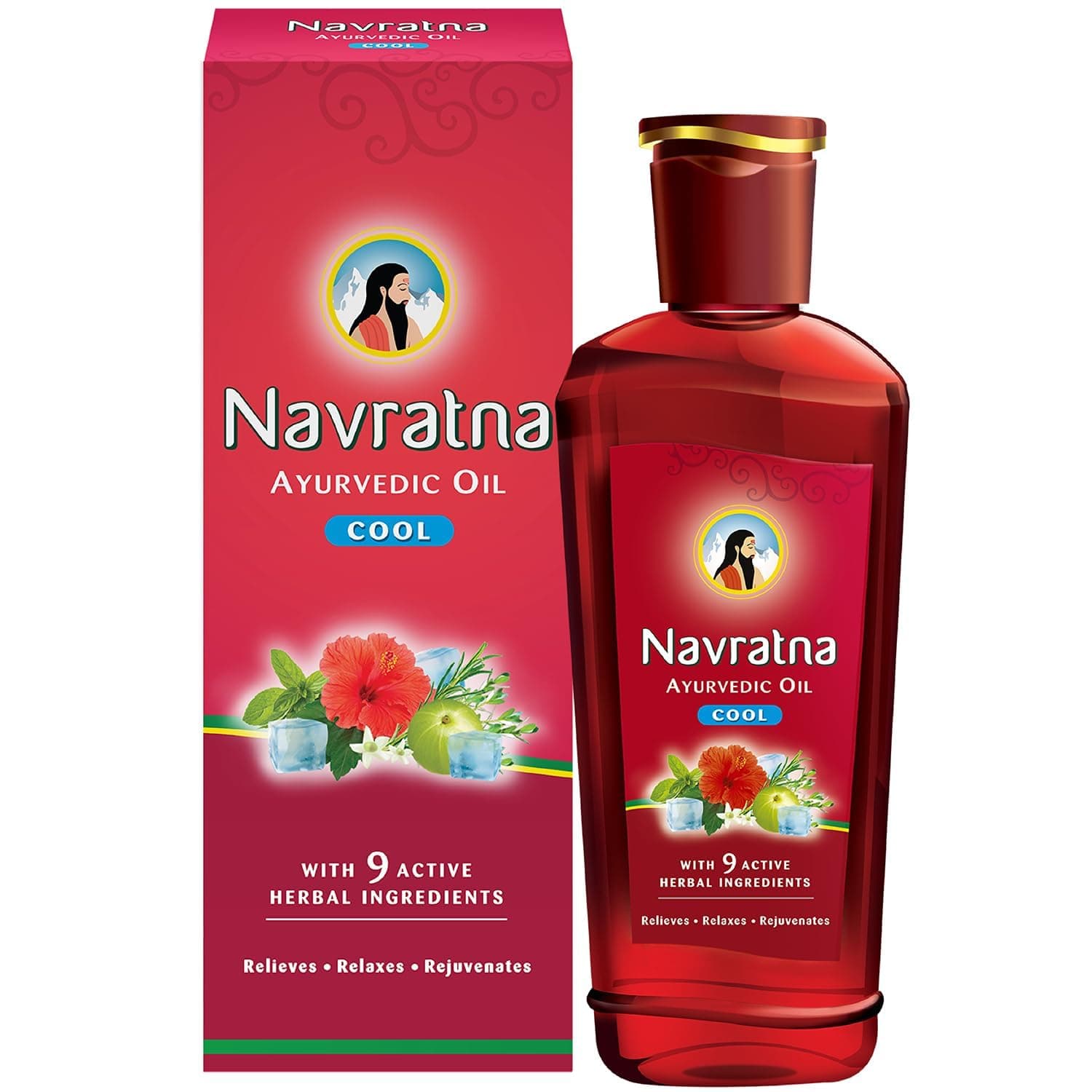 Navratna Ayurvedic Cool Oil | Unique combination of 9 Ayurvedic Herbs | Relieves Headache, Body ache, Tiredness, Sleeplessness & Tension| Improves Scalp Health | Relaxing & Rejuvenating cooling effect | 600ml