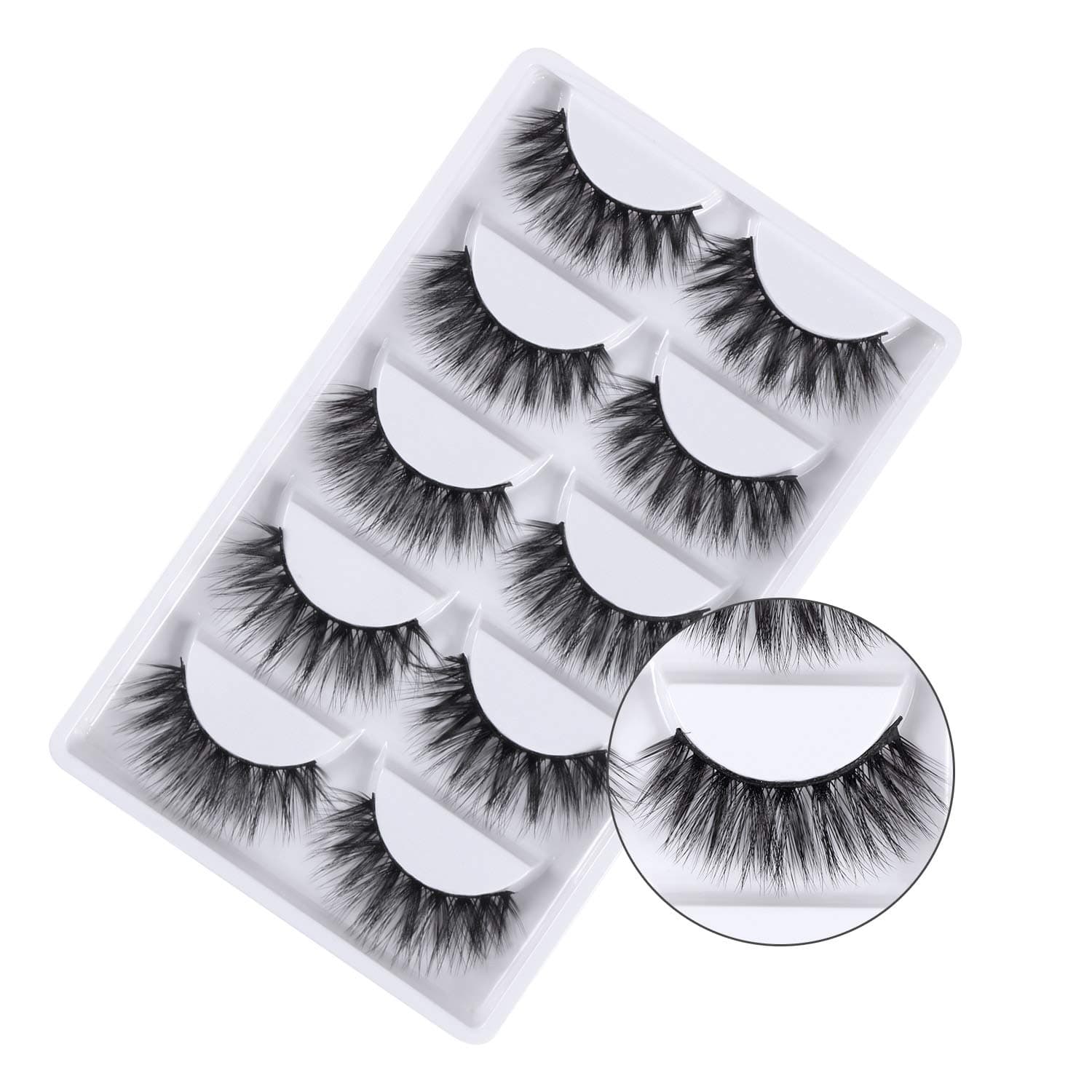 EVERMARKET3D False Eyelashes, 3D Faux Mink Fake Eyelashes Handmade Dramatic Thick Crossed Cluster False Eyelashes Black Nature Fluffy Long Soft Reusable,Style 1 (5 Pairs)