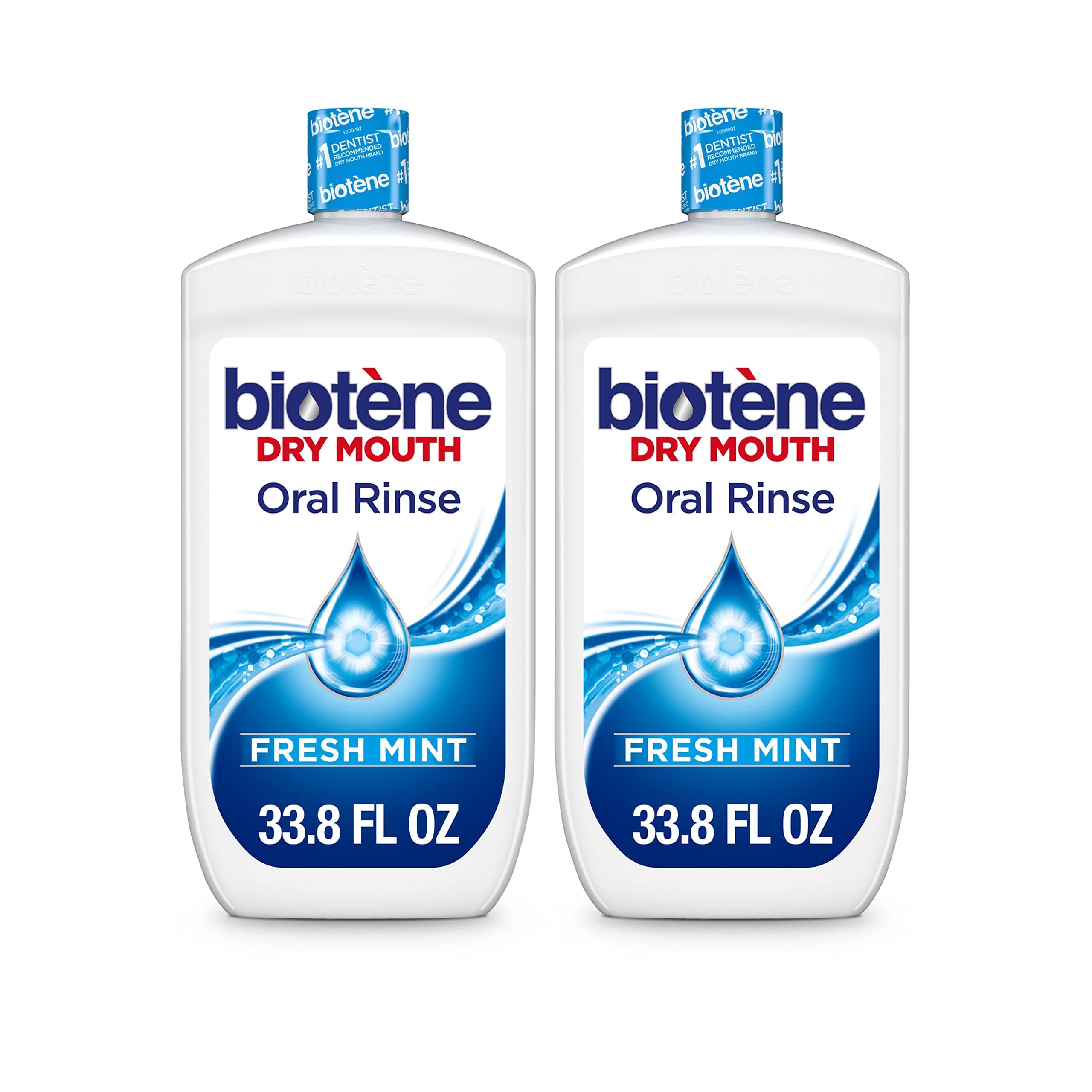 Biotene Oral Rinse Mouthwash for Dry Mouth, Breath Freshener and Dry Mouth Treatment, Fresh Mint - 2x33.8 fl oz