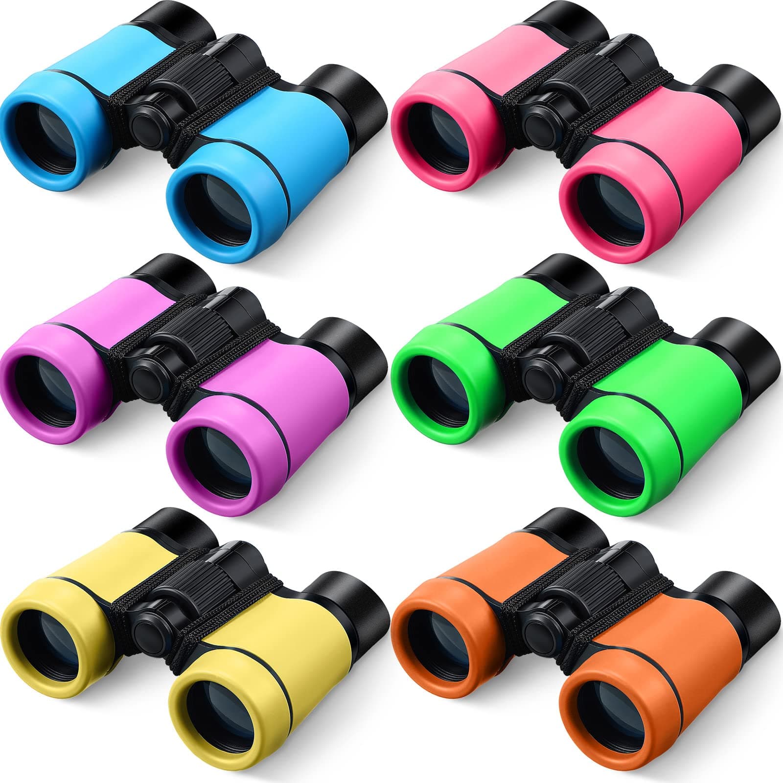 6 Pack Binoculars for Kids for Age 3-12 Years Boys Girls Kids Binoculars Shock Proof Toy Outdoor Gift Hunting Folding Small Telescope for Bird Watching Educational Learning Exploration(Vivid Colors)