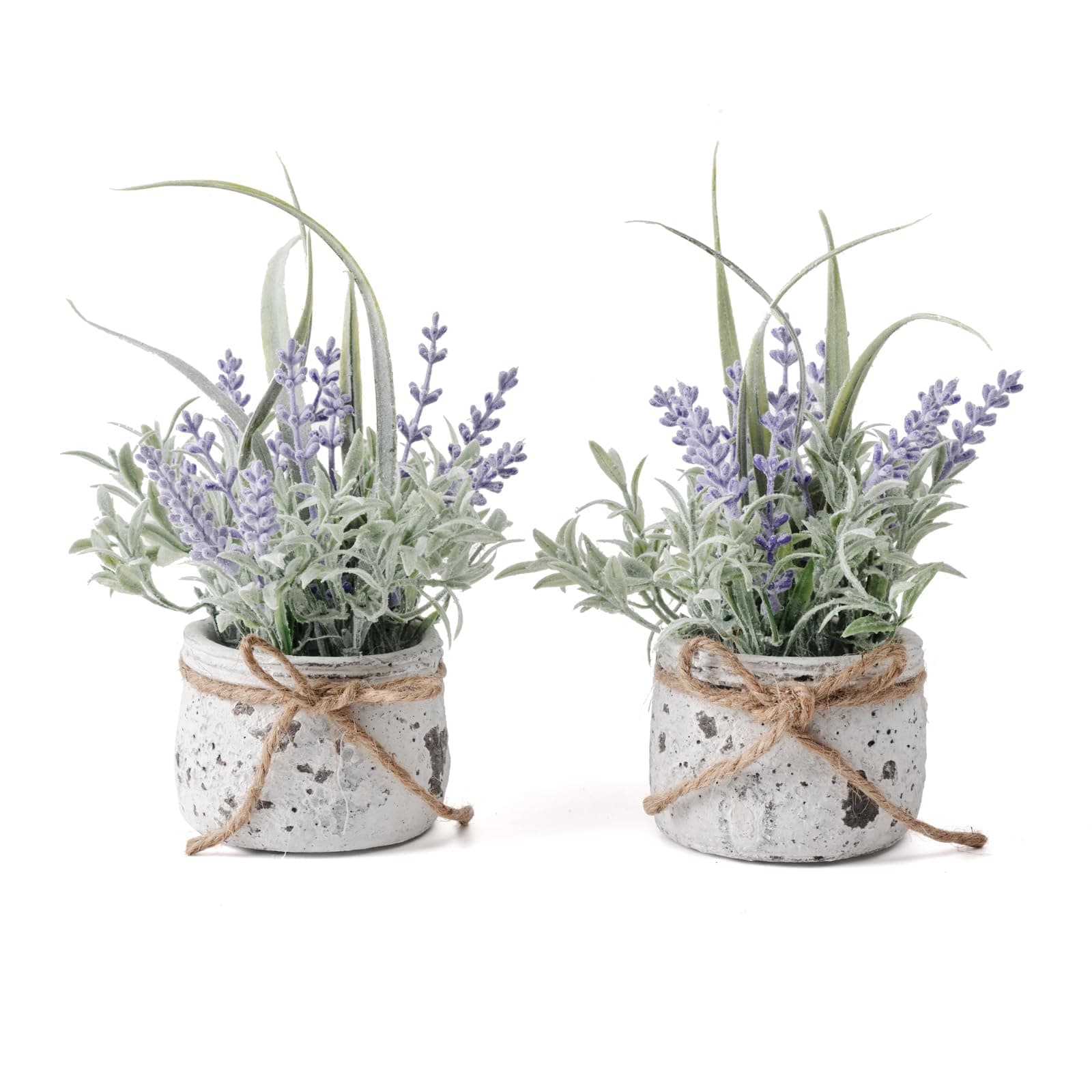 Small Fake Plants, 2 Pack Mini Artificial Plants Fake Lavender Plant in Pot, Lavender Decor and Dining Room Desk Shelf Bathroom Living Room (A-2pcs)