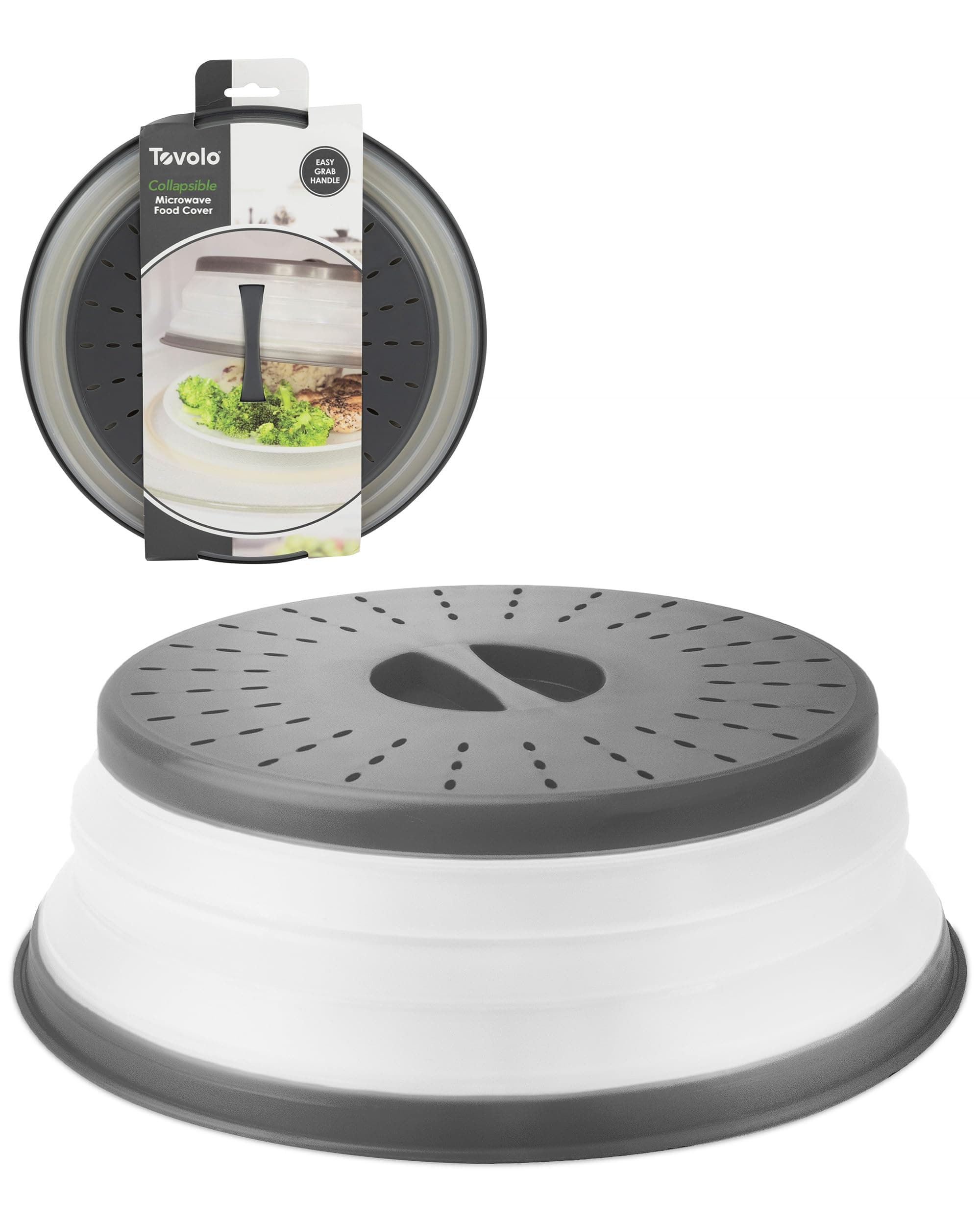 Tovolo Microwave Splatter Cover for Food, Medium (Charcoal) - Collapsible & V...