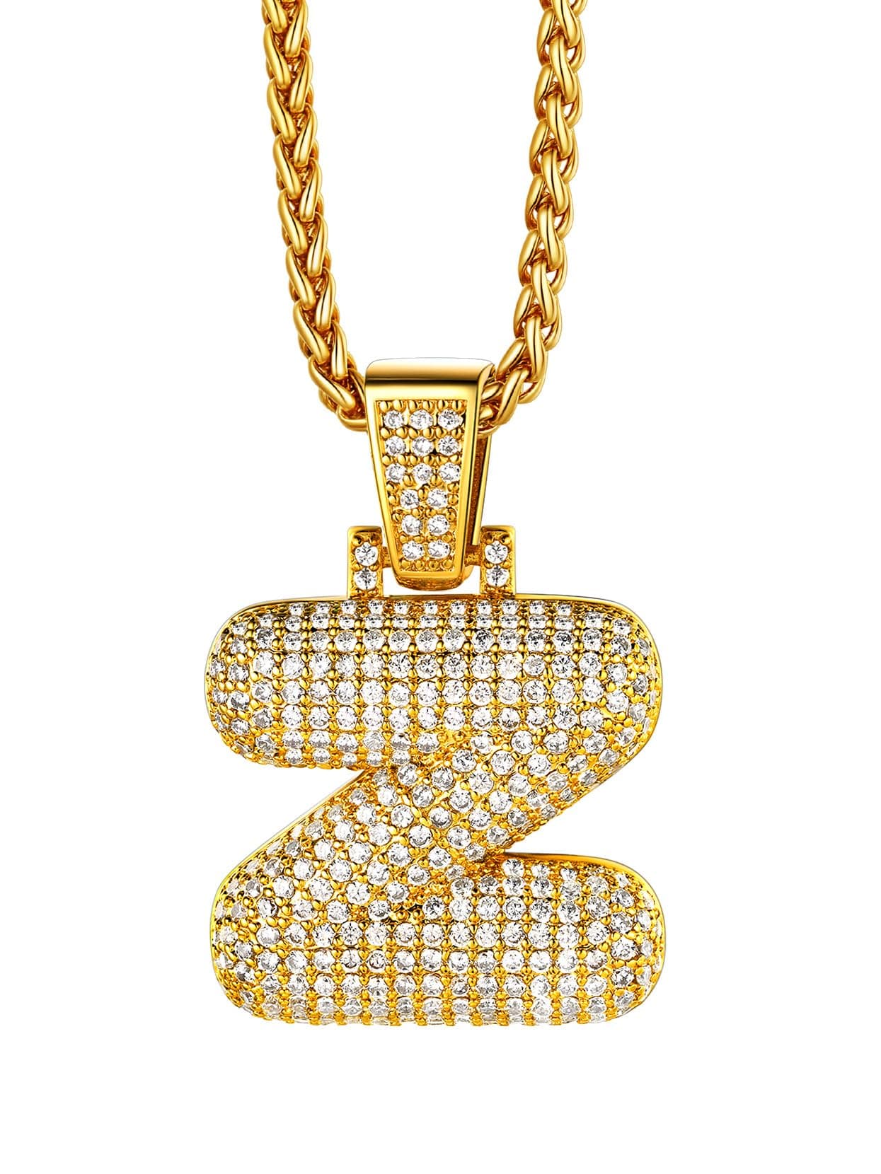 Richsteel Initial Necklace for Men A-Z 18K Gold Plated Crown Shiny Cubic Zirconia Monogram Pendant for Women Fashion Jewelry