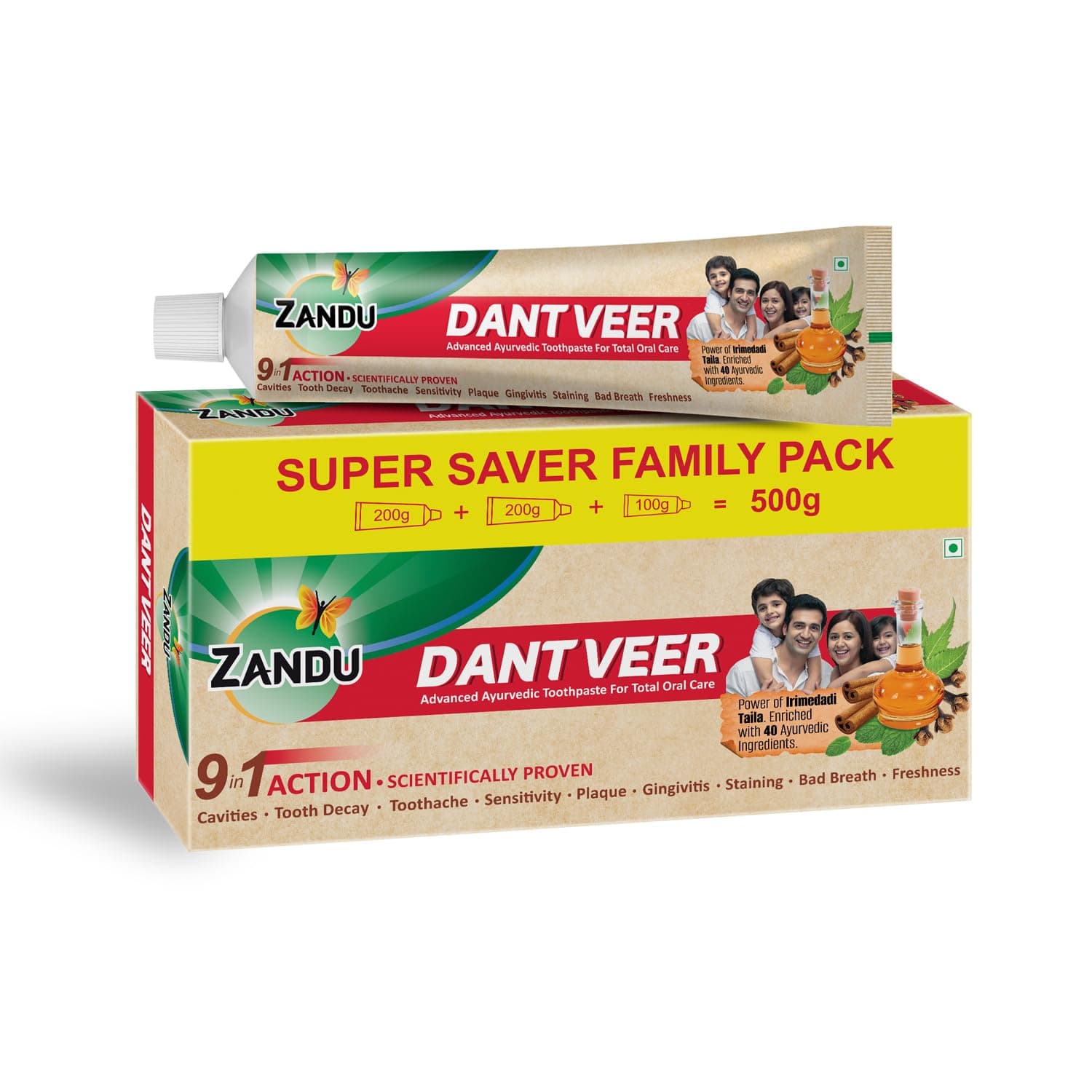 Dantveer, 500g, Fights 9 Dental Problems, with Irimedadi Oil, Advanced Ayurvedic Toothpaste, Scientifically Proven Formula