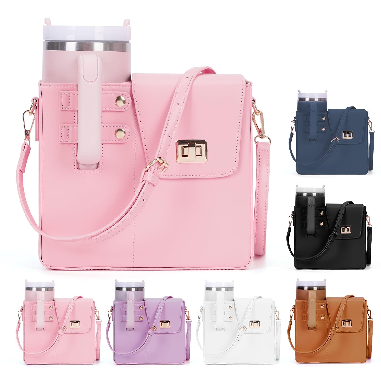 Stanley Outdoor Portable Crossbody Cup Storage Bag with Purse, Crossbody Bag for Stanley Bottle