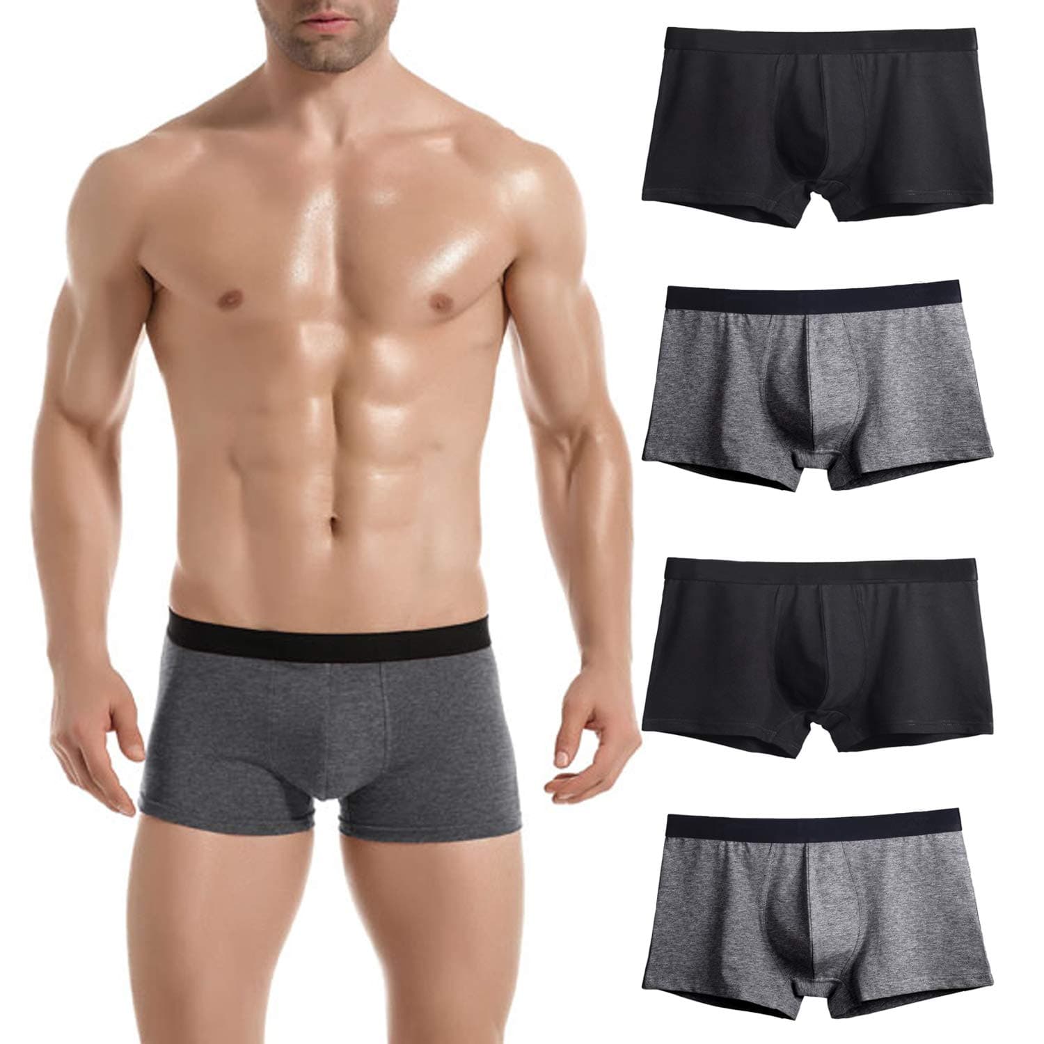 Donpapa Mens Underwear Breathable Boxer Briefs U Pouch Cotton Soft Shorts Pants No Fly for Boys