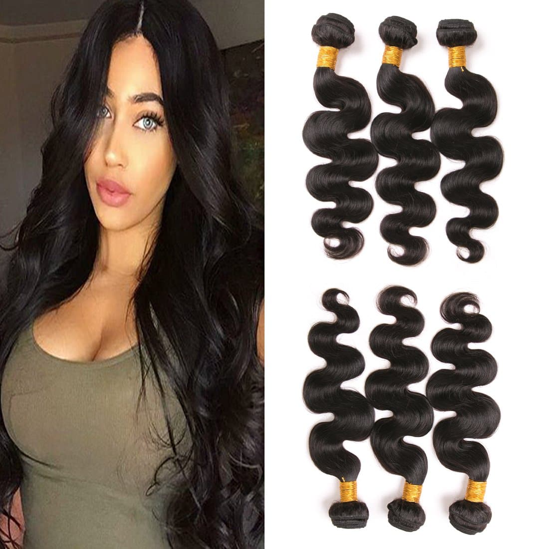 VIYAVIYA 3 Bundles Body Wave Brazilian Virgin Human Hair bundles 8 10 12 inch 300g 9A Unprocessed Human Hair Weave Extension for Women