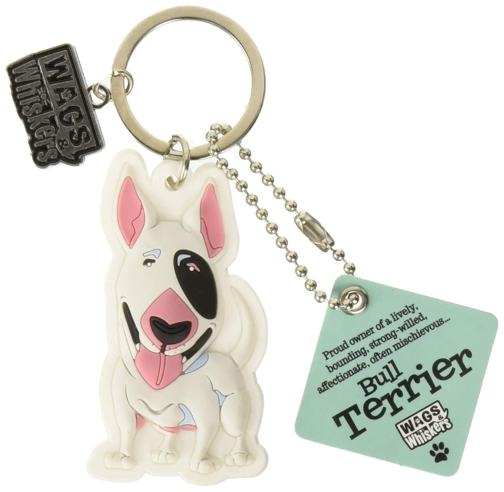 Wags and Whiskers Bull Terrier Key Chain with Keyring/Key Holder (886767110486)