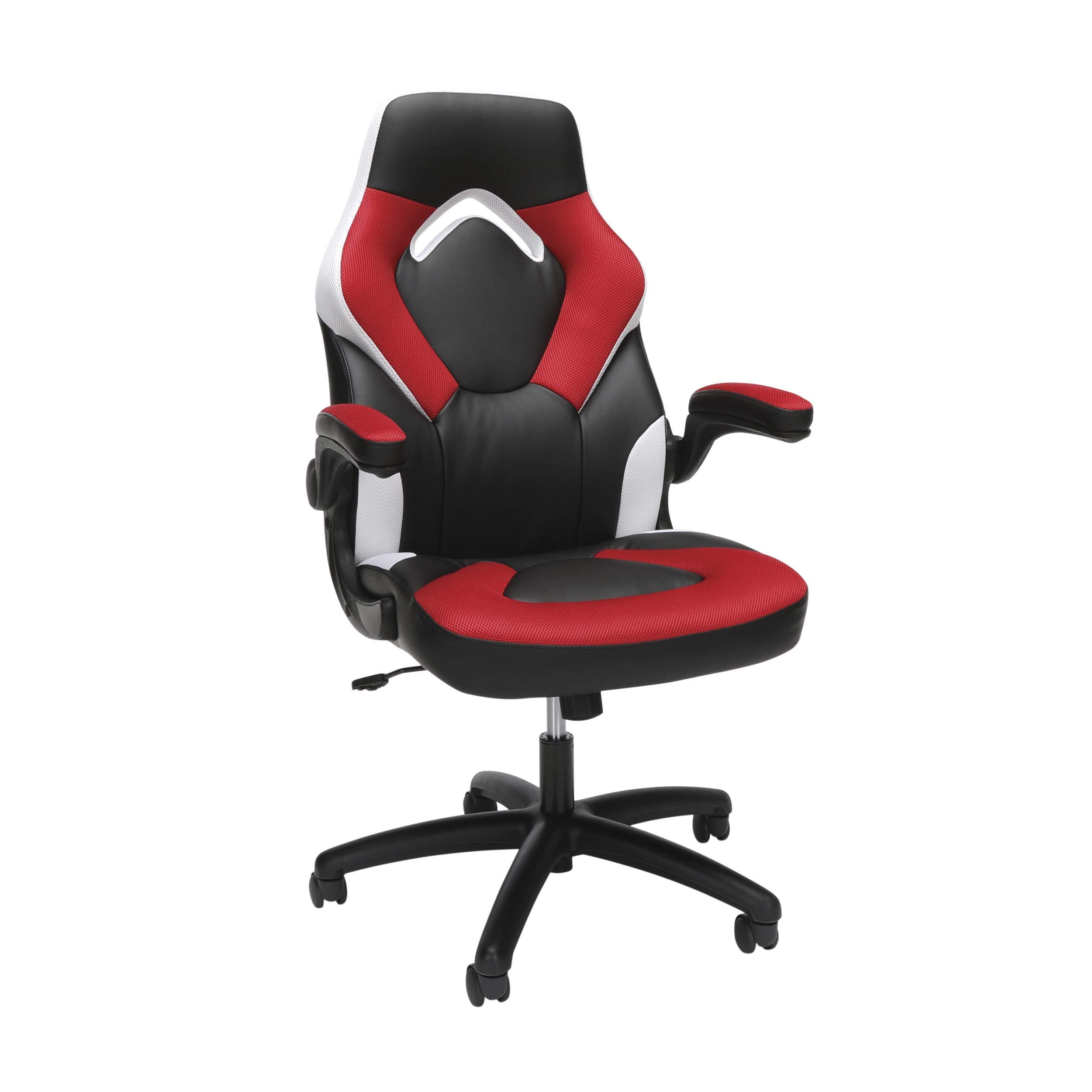 ESS Collection Racing Style Bonded Leather Gaming Chair, in Red/White (ESS-3085-RED-WHT)