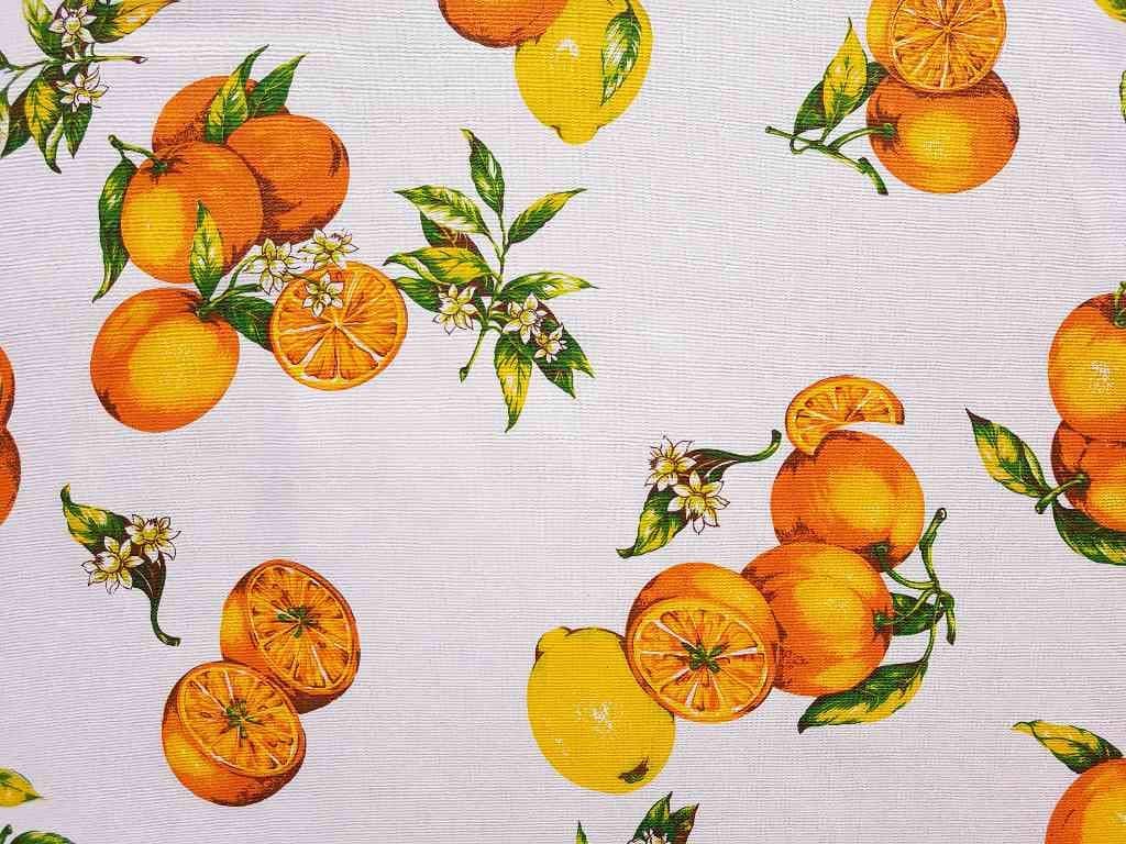 Italian Home Textile Company3 Meters Orange and Lemon Pattern Fabric | Product Made in Italy | 100% Pure Cotton | 71 inches (180 cms) Wide | Per 3 Meters Length Increment