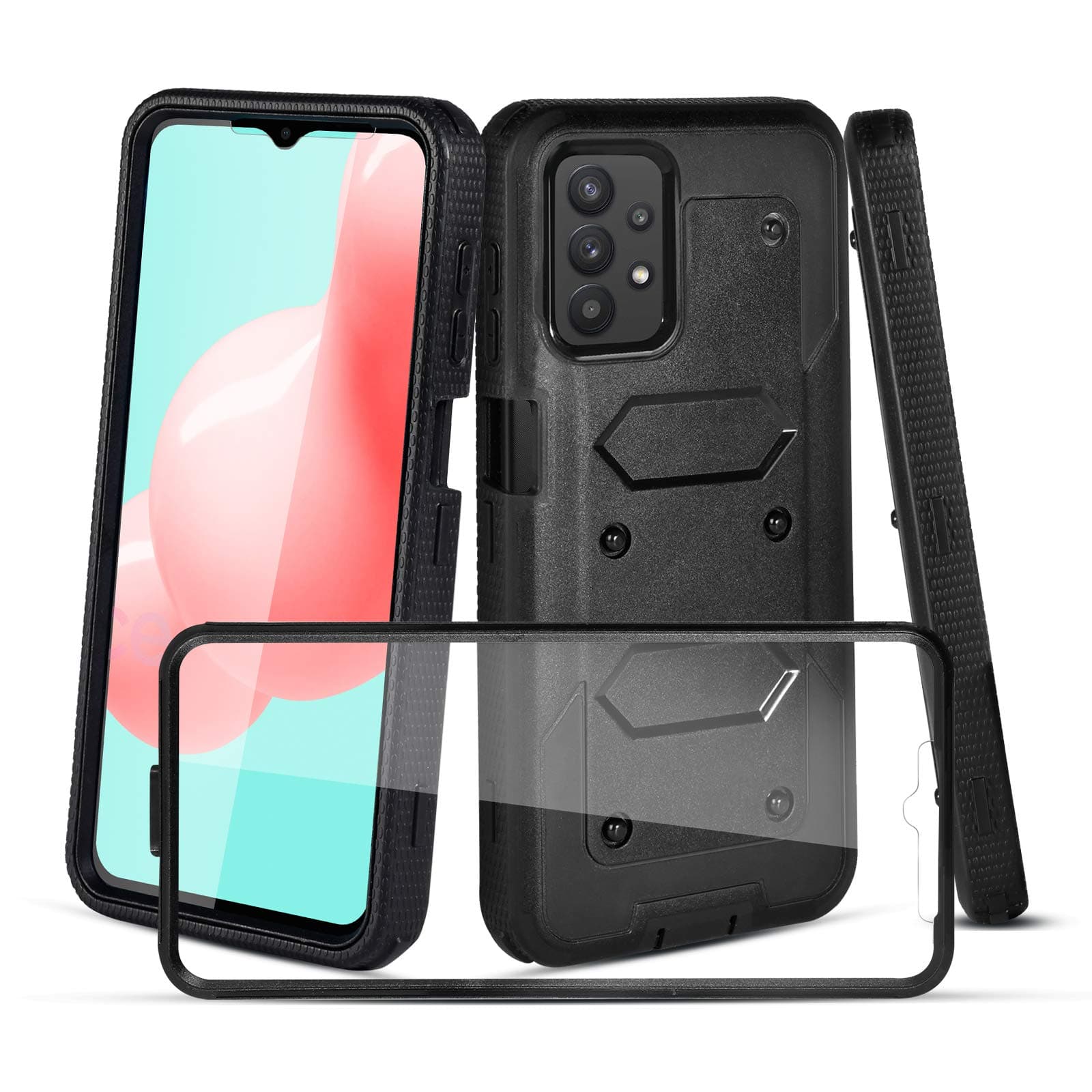 CaseTank Compatible with Samsung Galaxy A32 5G Case,Galaxy A32 5G Case W [Built-in Screen Protector] Heavy Duty Shockproof Full-Body Protective Armor Cover Case for Samsung A32 5G,Black
