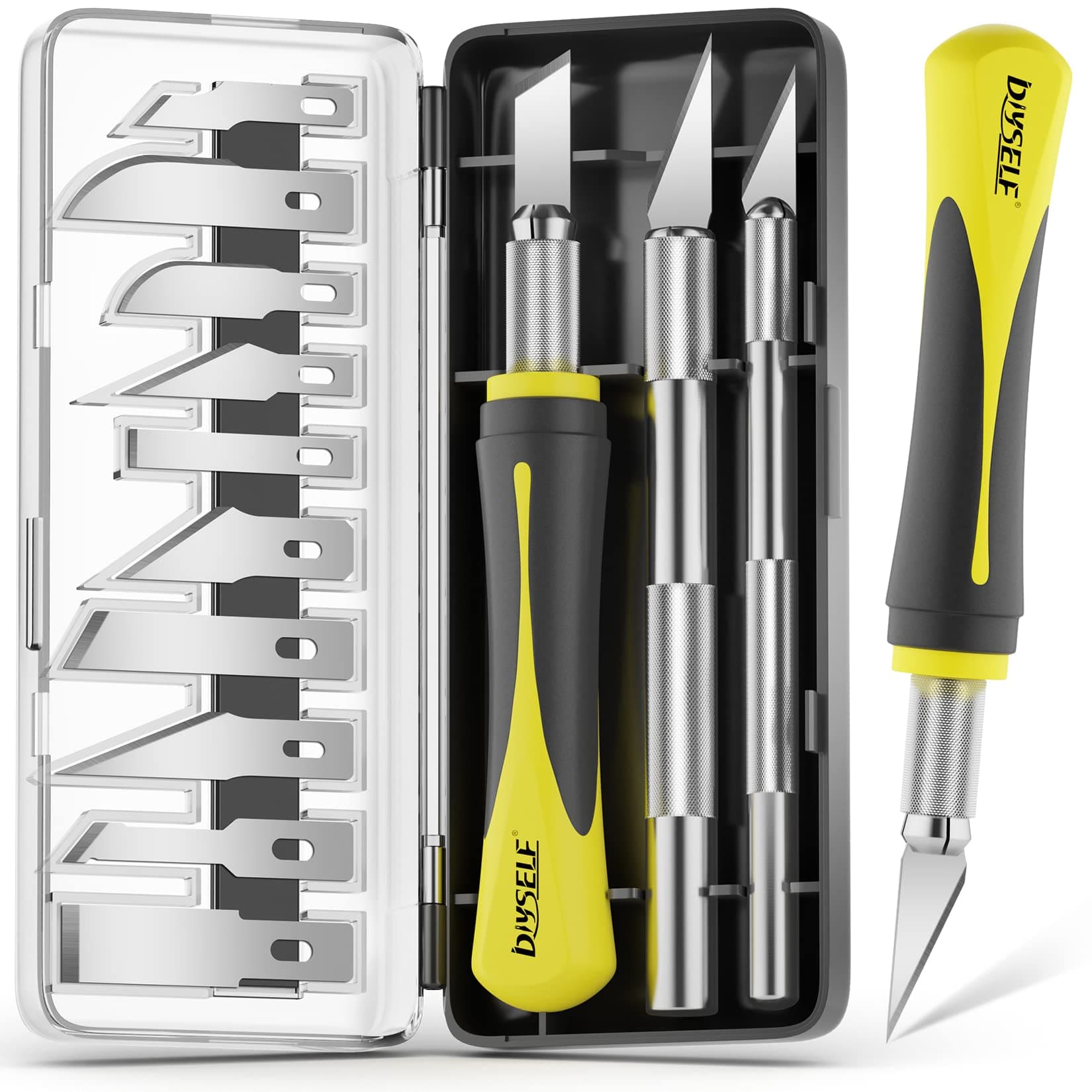 DIYSELF 16-Piece Craft Knife Set, Exacto Knife Set, 3-Piece Hobby Knives with 10-Piece Exacting Knife Blades, Precision Art Knife for Pumpkin Carving Tools, Modeling, Exactly Knife