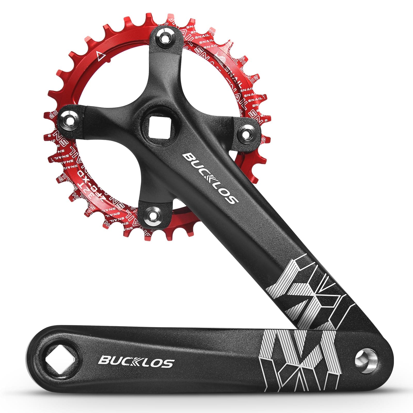 BUCKLOS MTB 170mm Square Taper Crankset, 104 BCD Mountain Bike Narrow Wide Tooth Chainring 32/34/36/38/40/42T, Single Speed Round/Oval Chainring and Crank, fit Shimano, SRAM, FSA