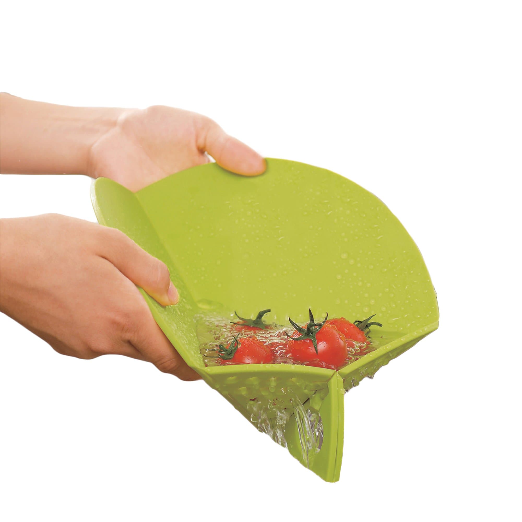 Foldable Chopping Board with Integrated Sieve | Antibacterial Drip Tray Board Small Household Kitchen Plastic Circular Scissors Cutting Board Cutting Mat Set (Green, 27 cm)